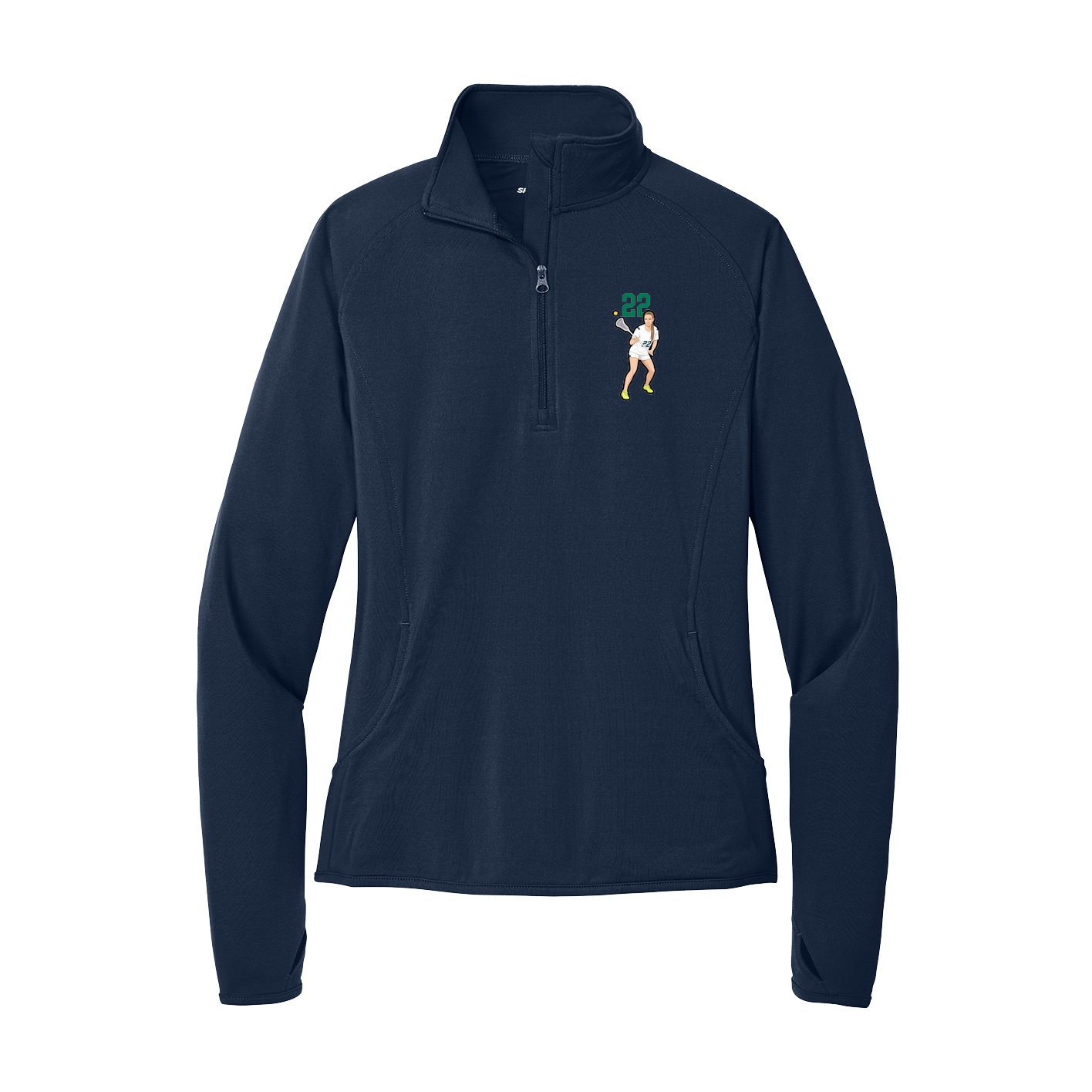 Women's Q-Zip Pullover — Number Top in Navy