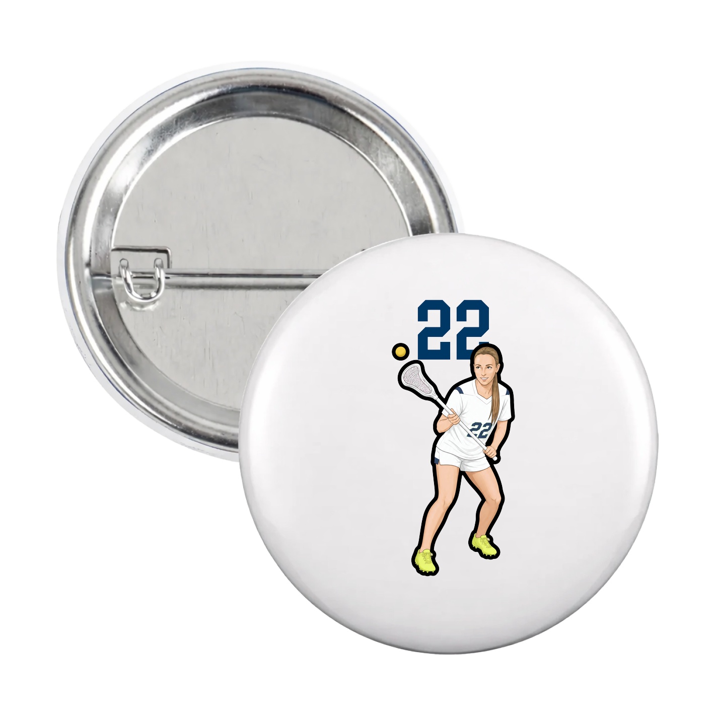 Game Day Button — Number Top in White