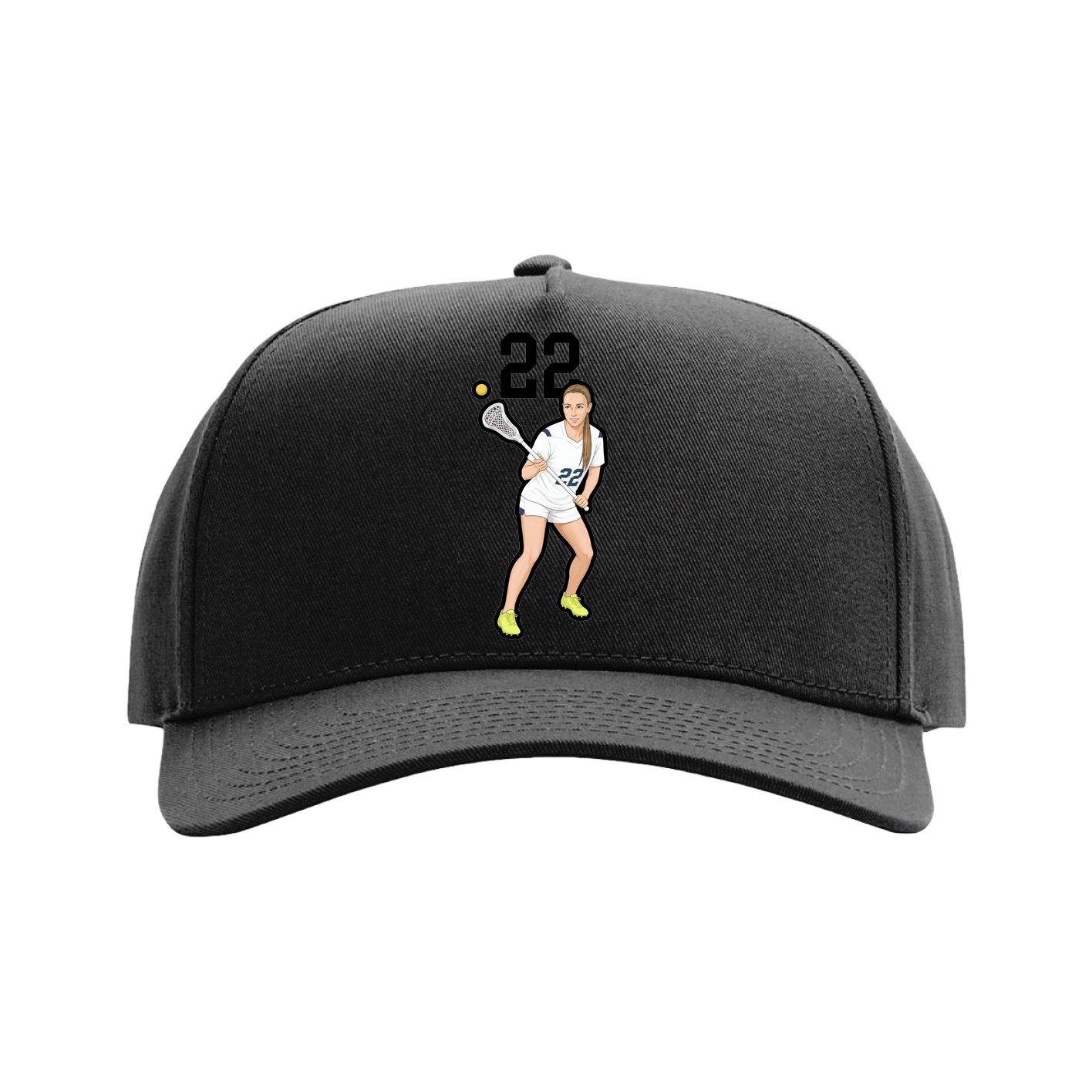 Full Fabric Five-Panel Champ Cap — Number Top in Black