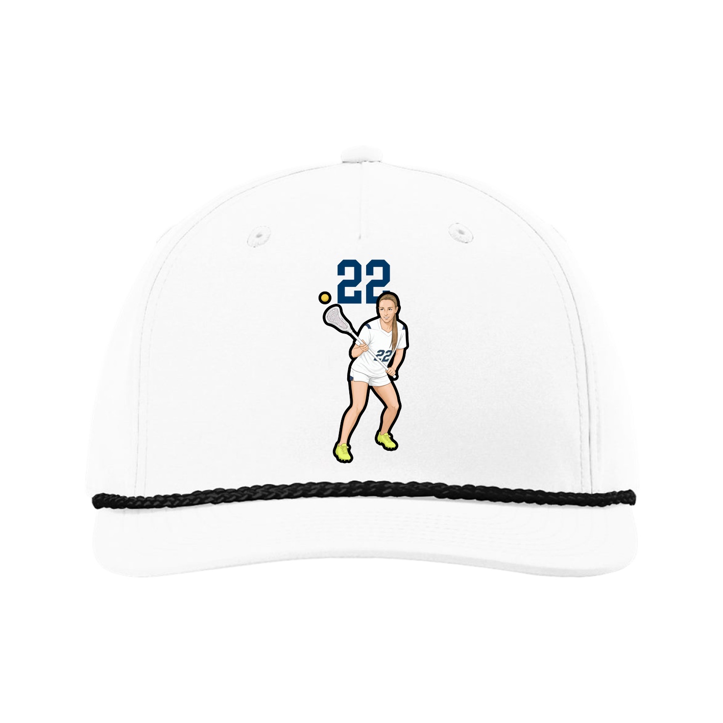 Five-Panel Classic Rope Cap — Number Top in White