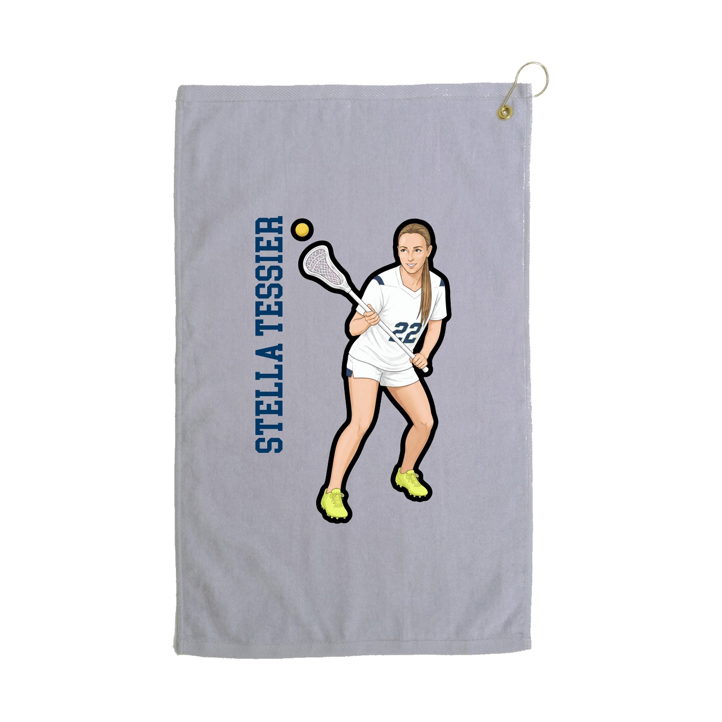 Golf Towel — Name Vertical in Grey