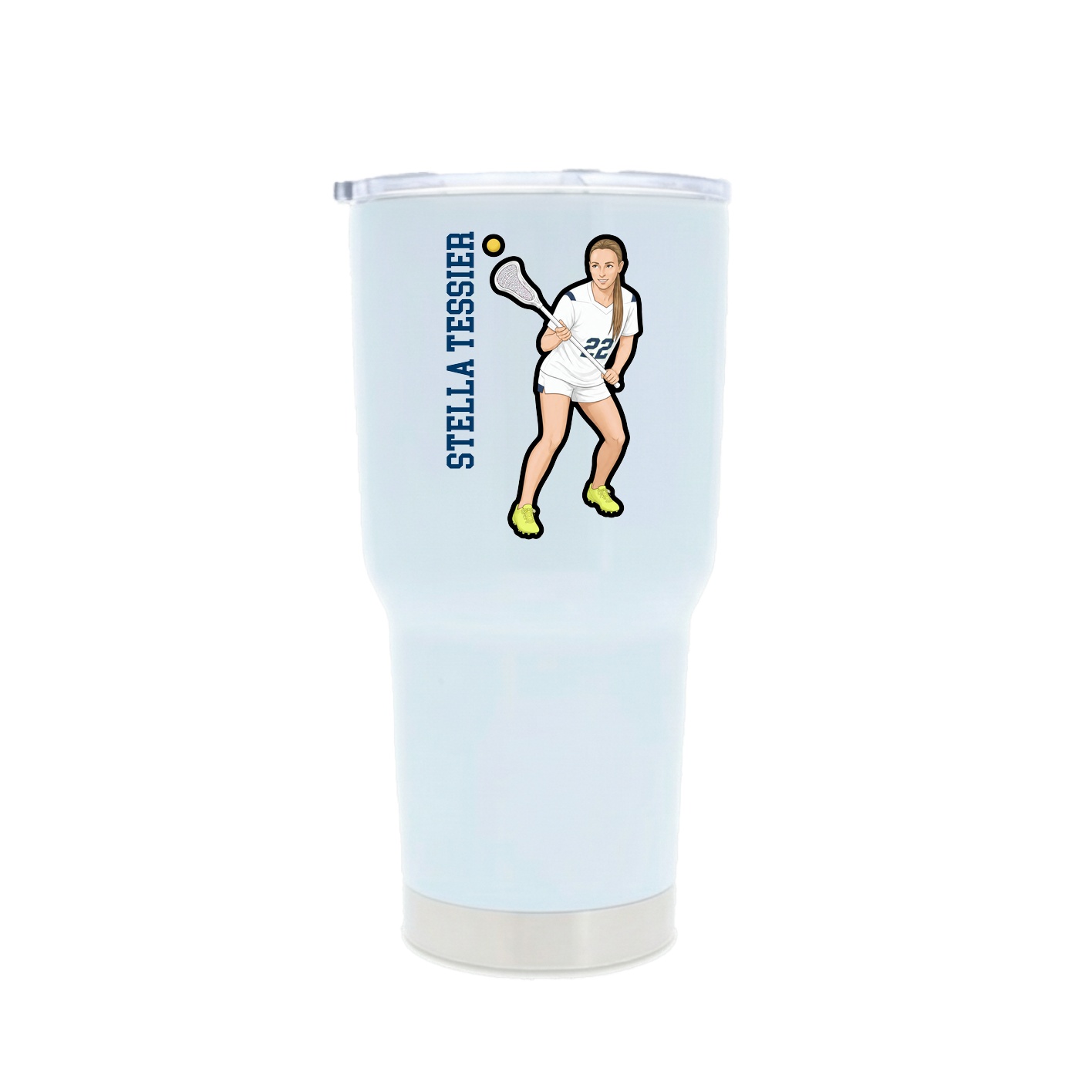30oz Stainless Steel Tumbler — Name Vertical in White