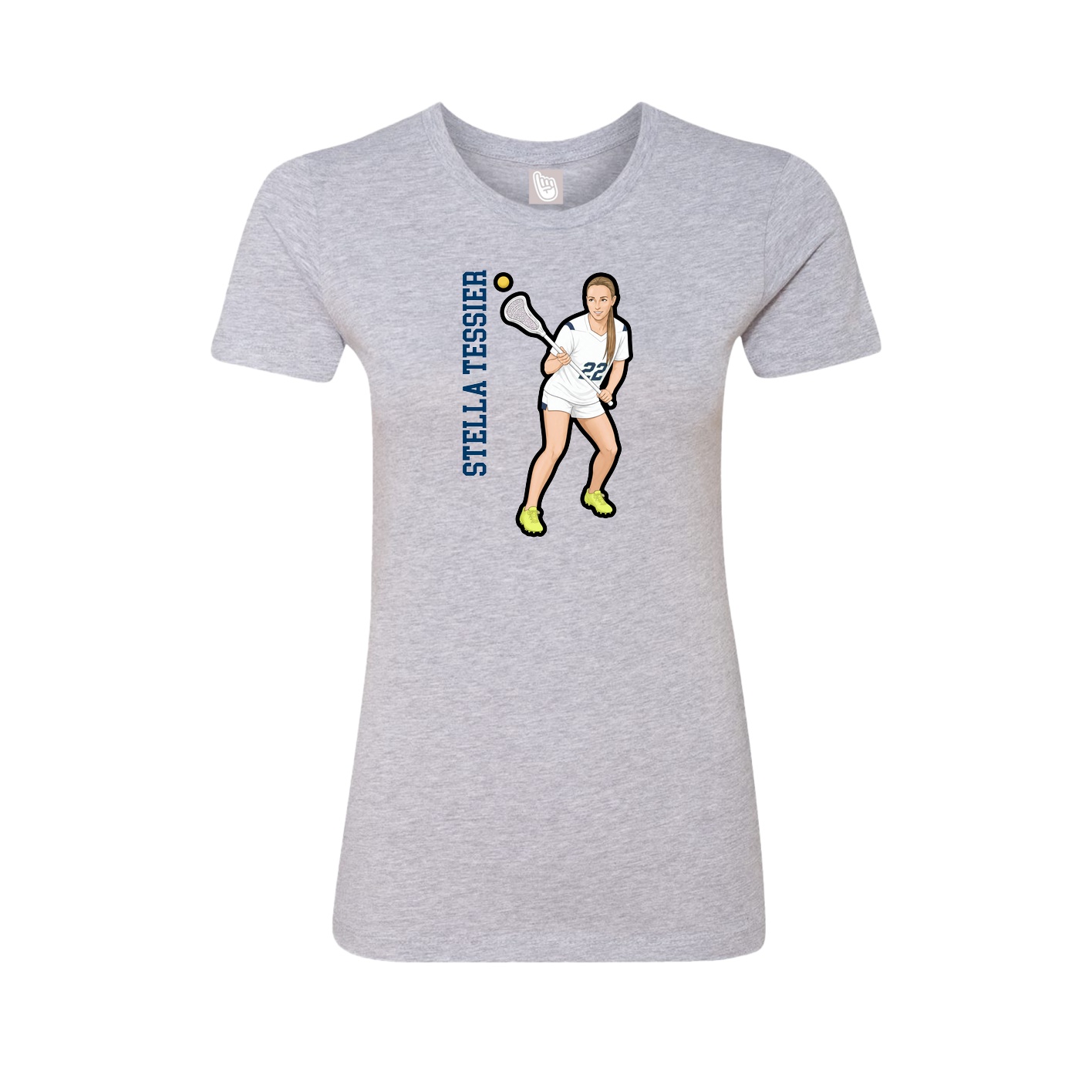 Fitted Women's Tee — Name Vertical in Grey