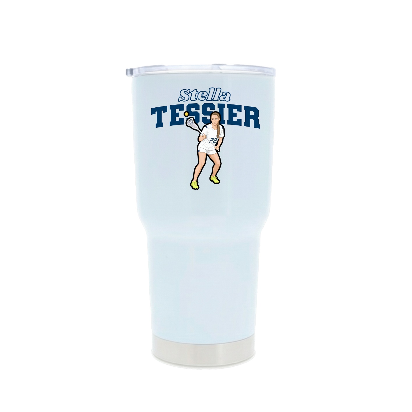 30oz Stainless Steel Tumbler — Name Arch in White