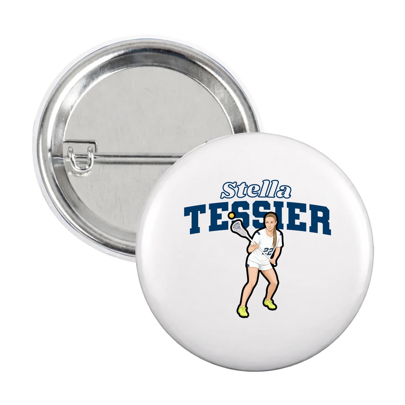 Game Day Button — Name Arch in White