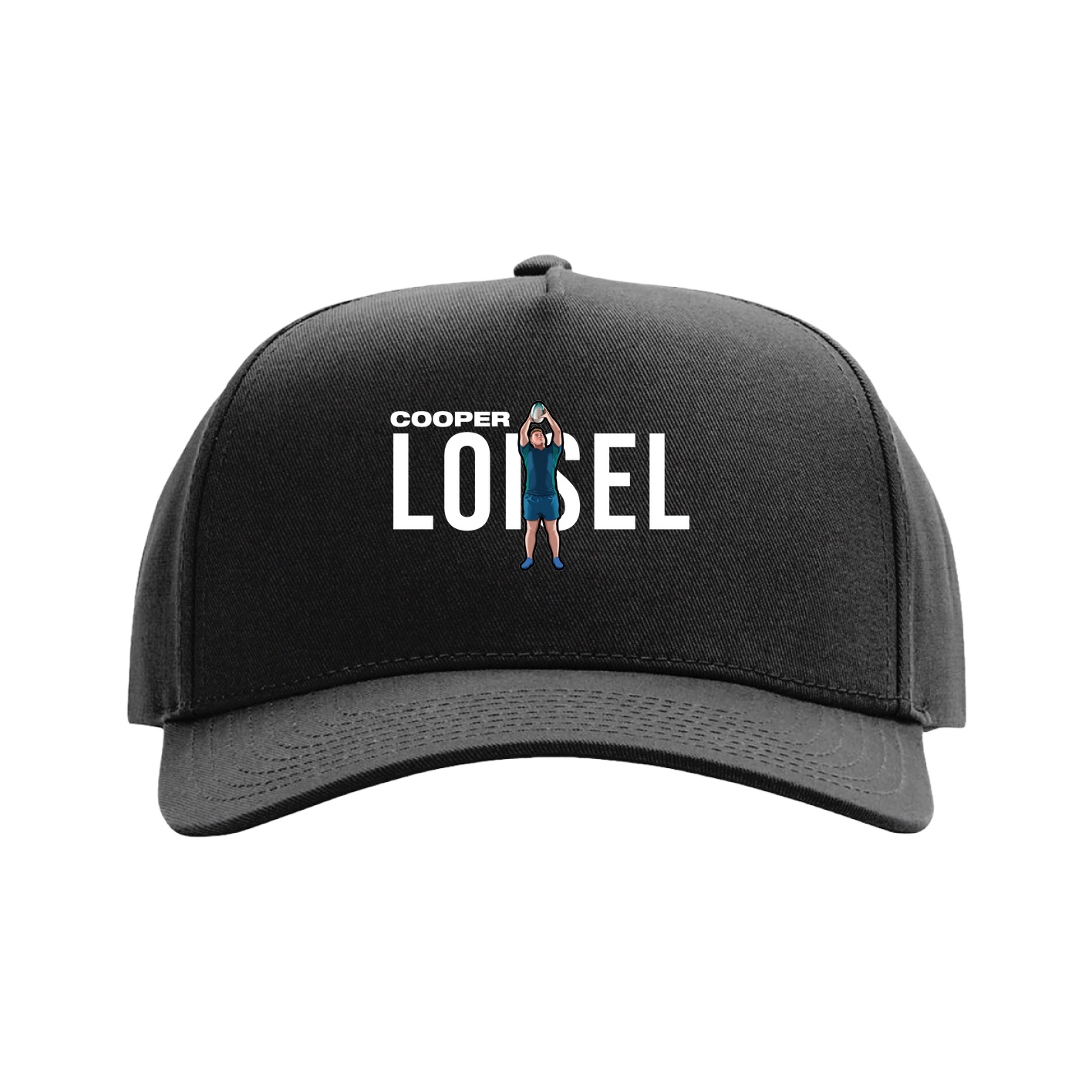 Full Fabric Five-Panel Champ Cap — Player Name in Black