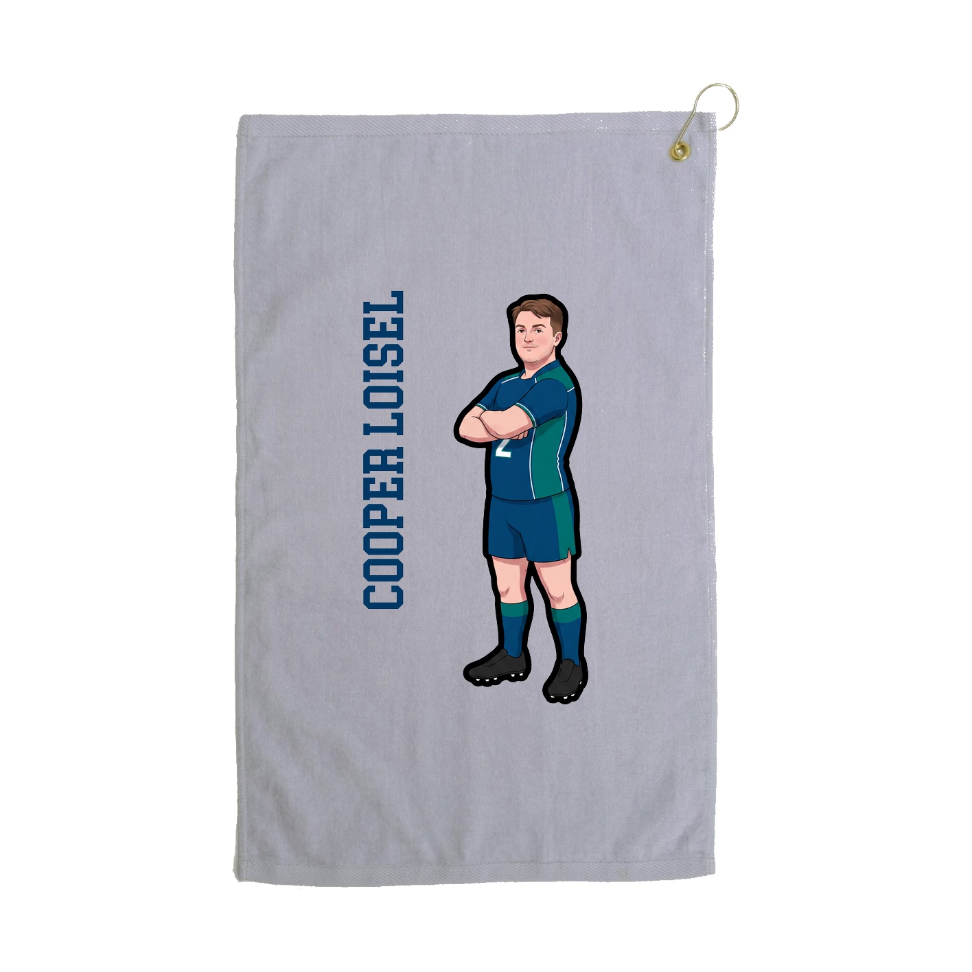 Golf Towel — Name Vertical in Grey
