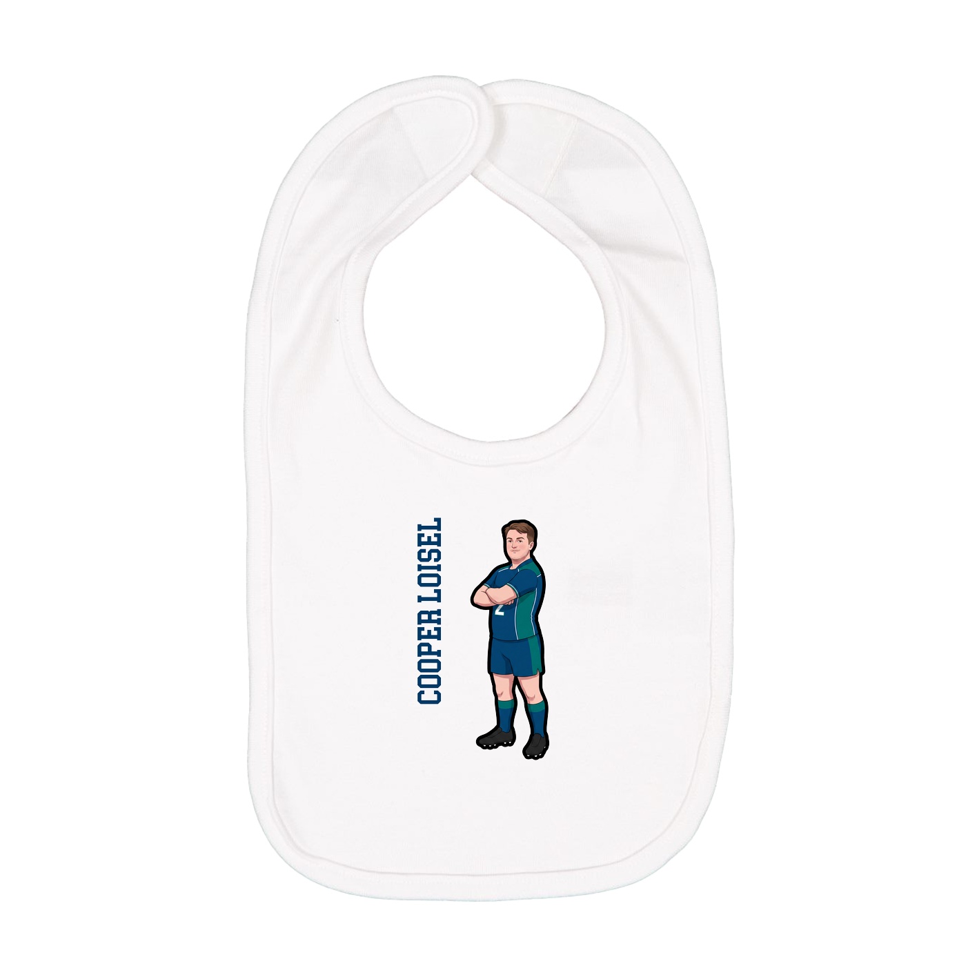 Infant Bib — Name Vertical in White