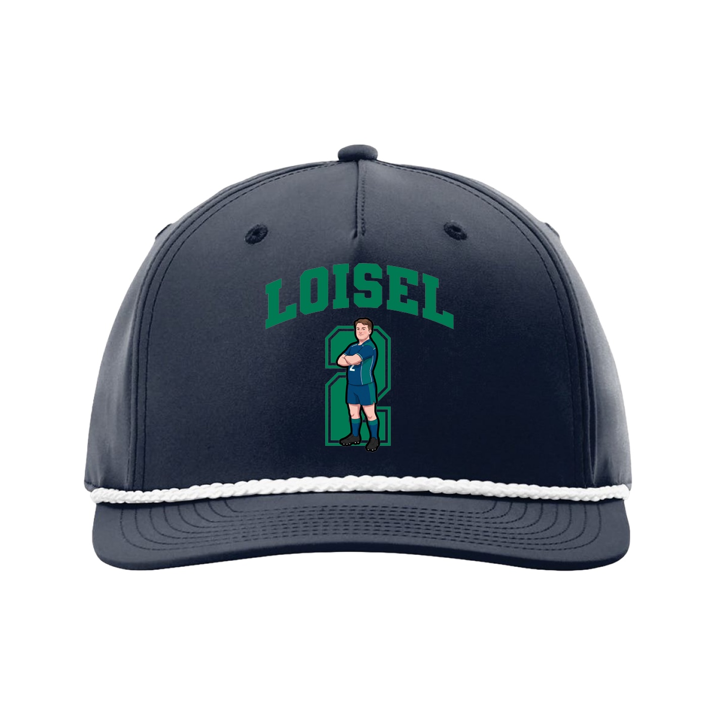 Five-Panel Classic Rope Cap — Number in Navy