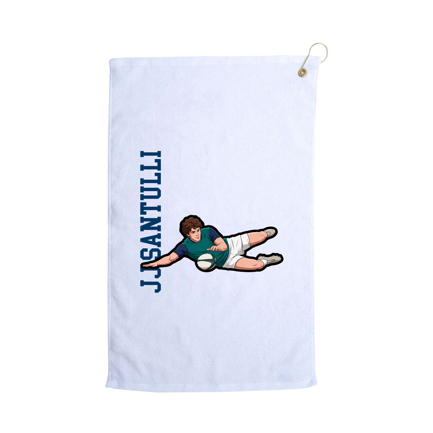 Golf Towel — Name Vertical in White