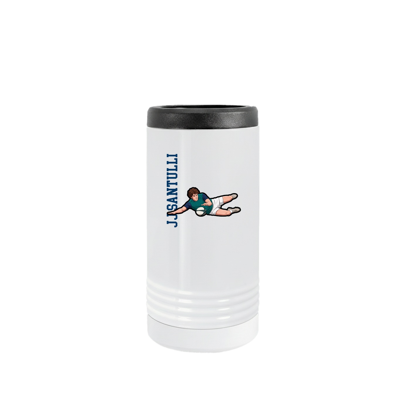 Slim Beverage Holder — Name Vertical in White