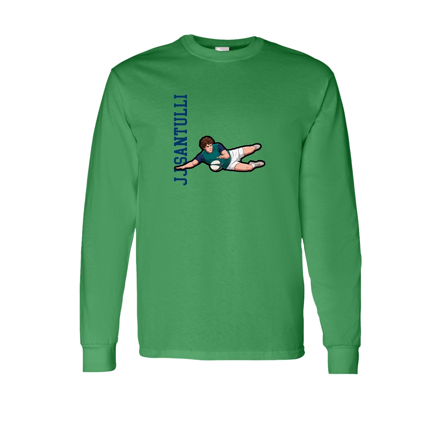 Long Sleeve Tee — Name Vertical in Green