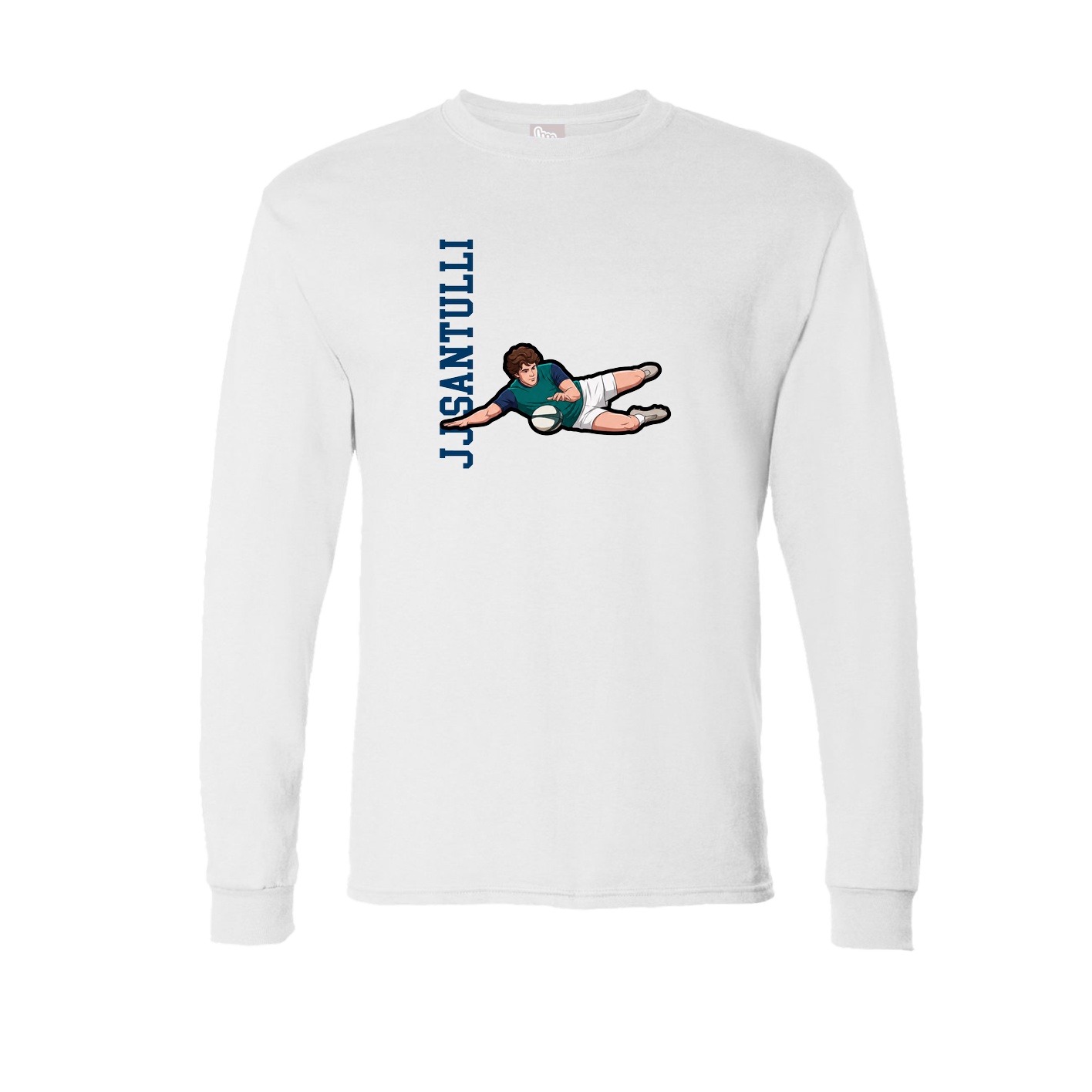 Long Sleeve Tee — Name Vertical in White