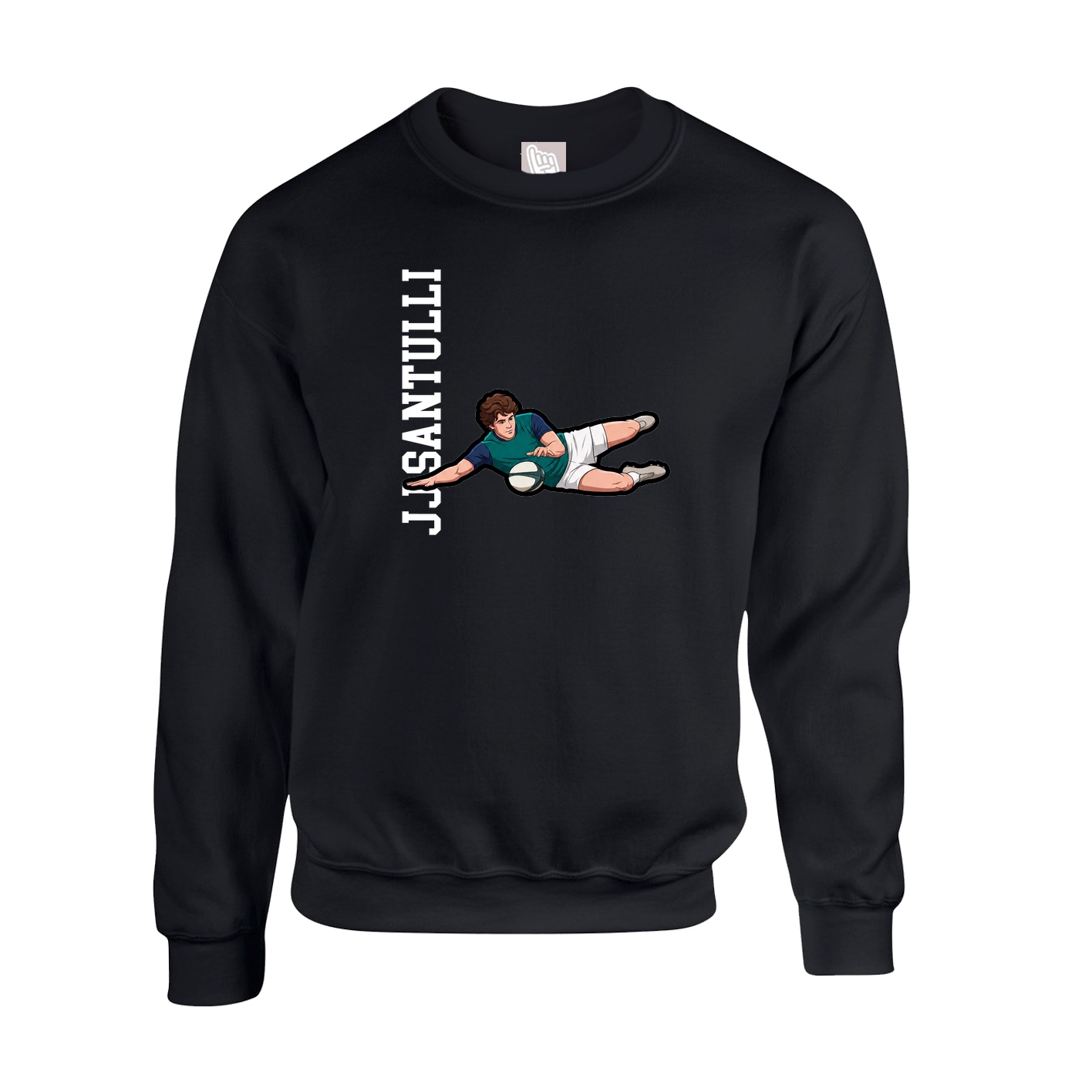 Fleece Crew — Name Vertical in Black