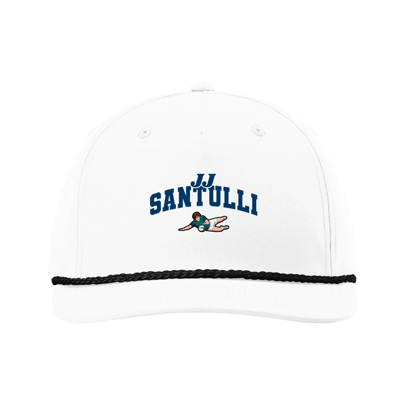 Five-Panel Classic Rope Cap — Signature Arch in White