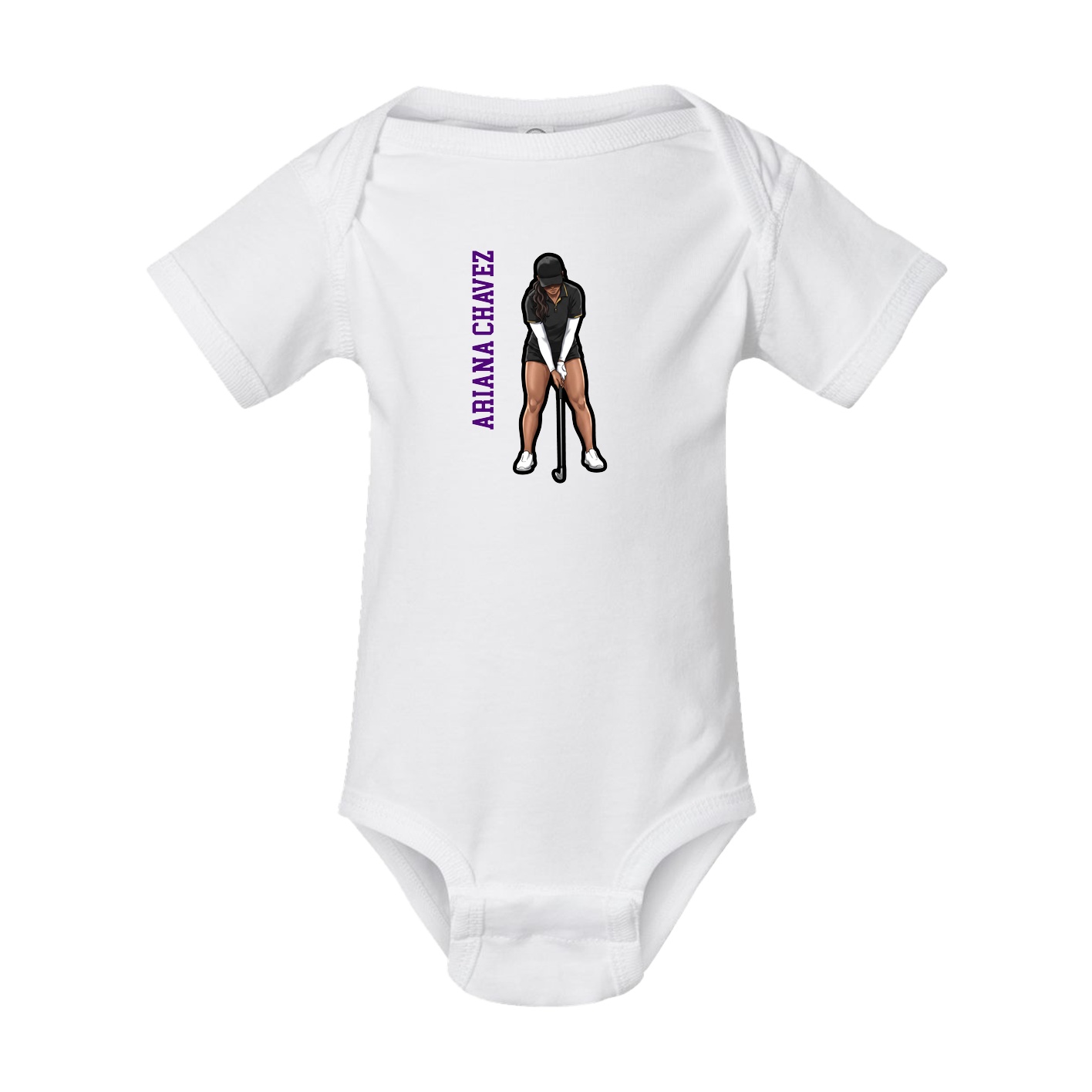 Baby Onesie — Name Vertical in White