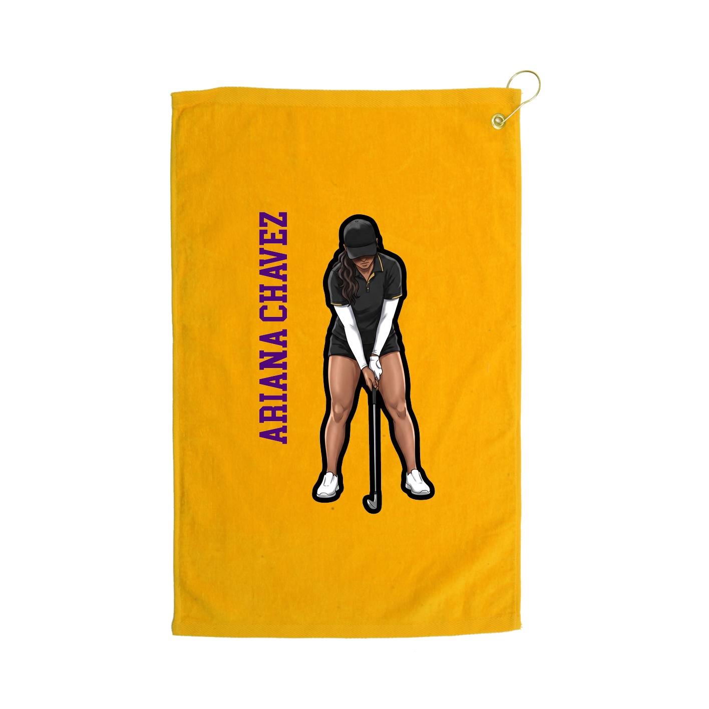 Golf Towel — Name Vertical in Gold