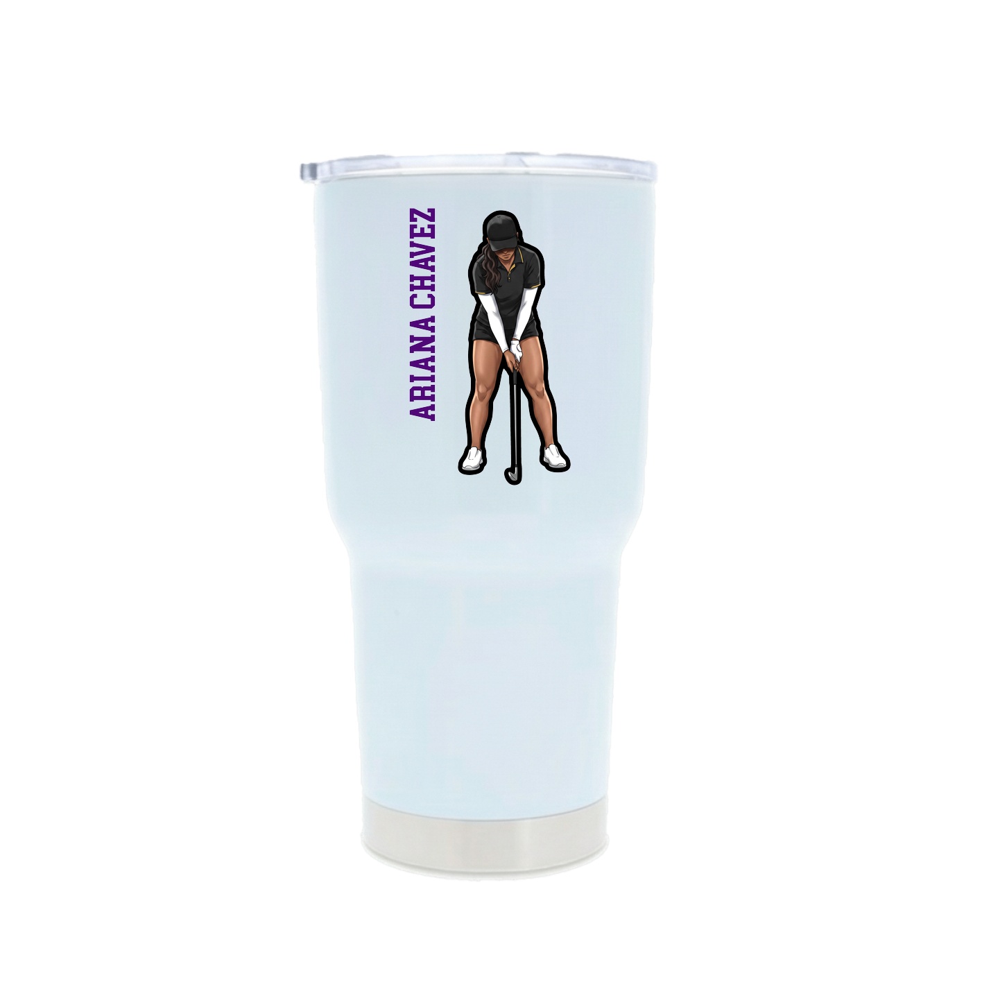30oz Stainless Steel Tumbler — Name Vertical in White