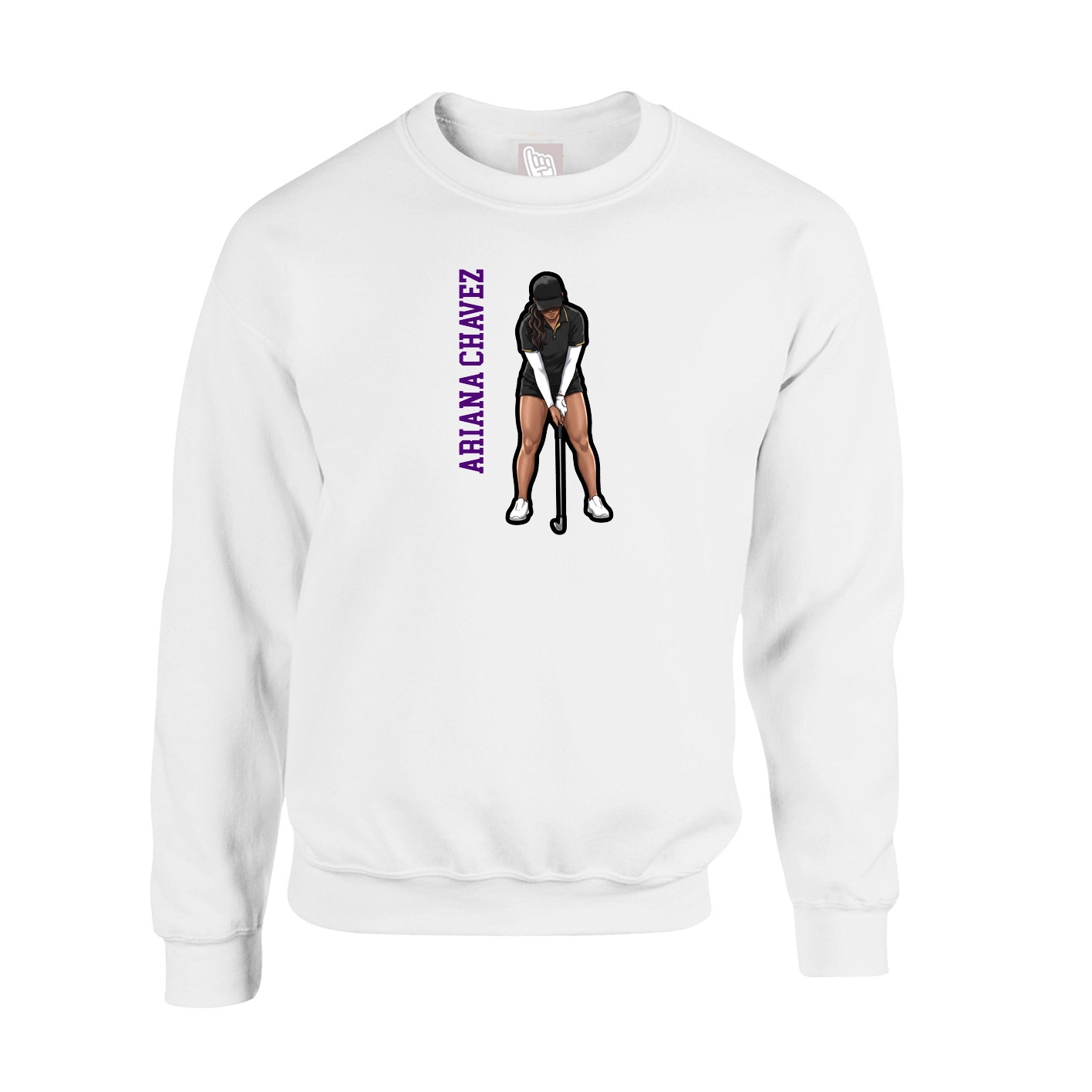 Fleece Crew — Name Vertical in White