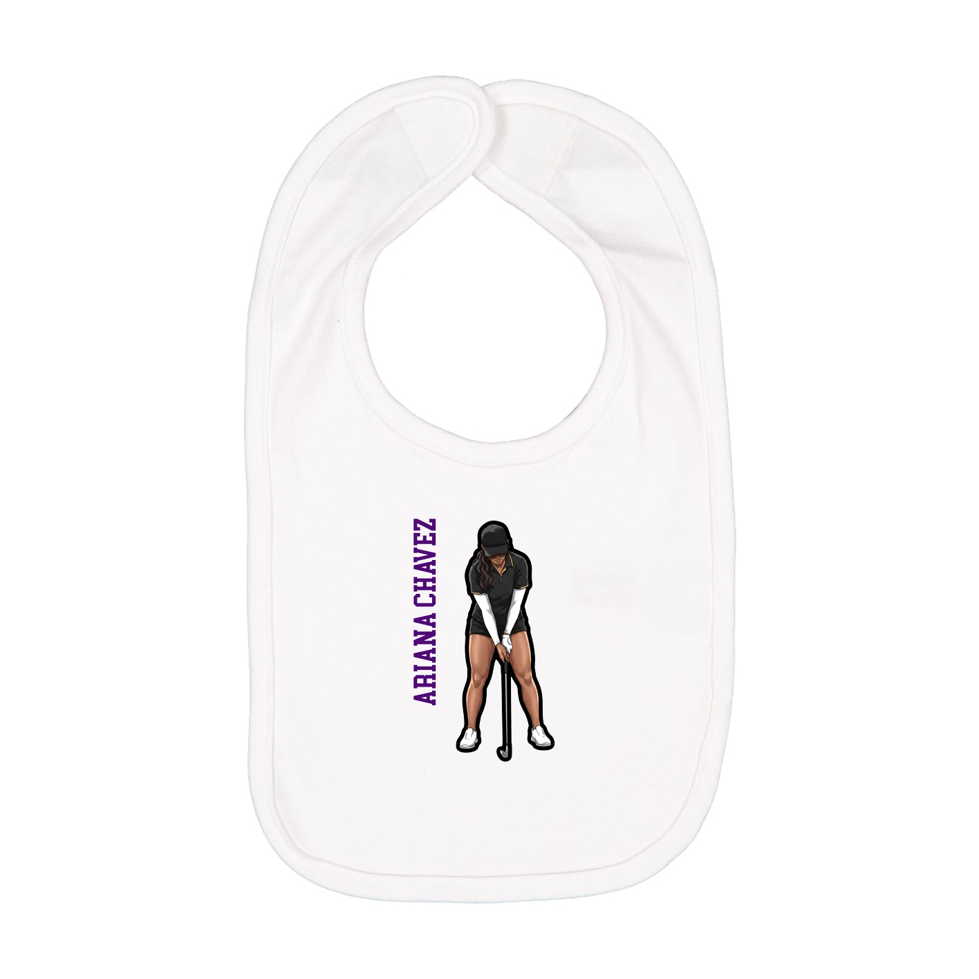 Infant Bib — Name Vertical in White