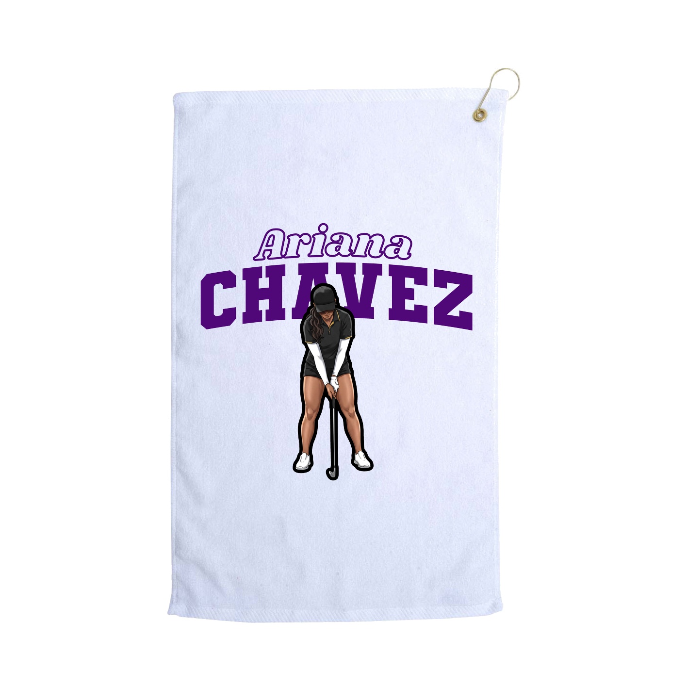 Golf Towel — Name Arch in White