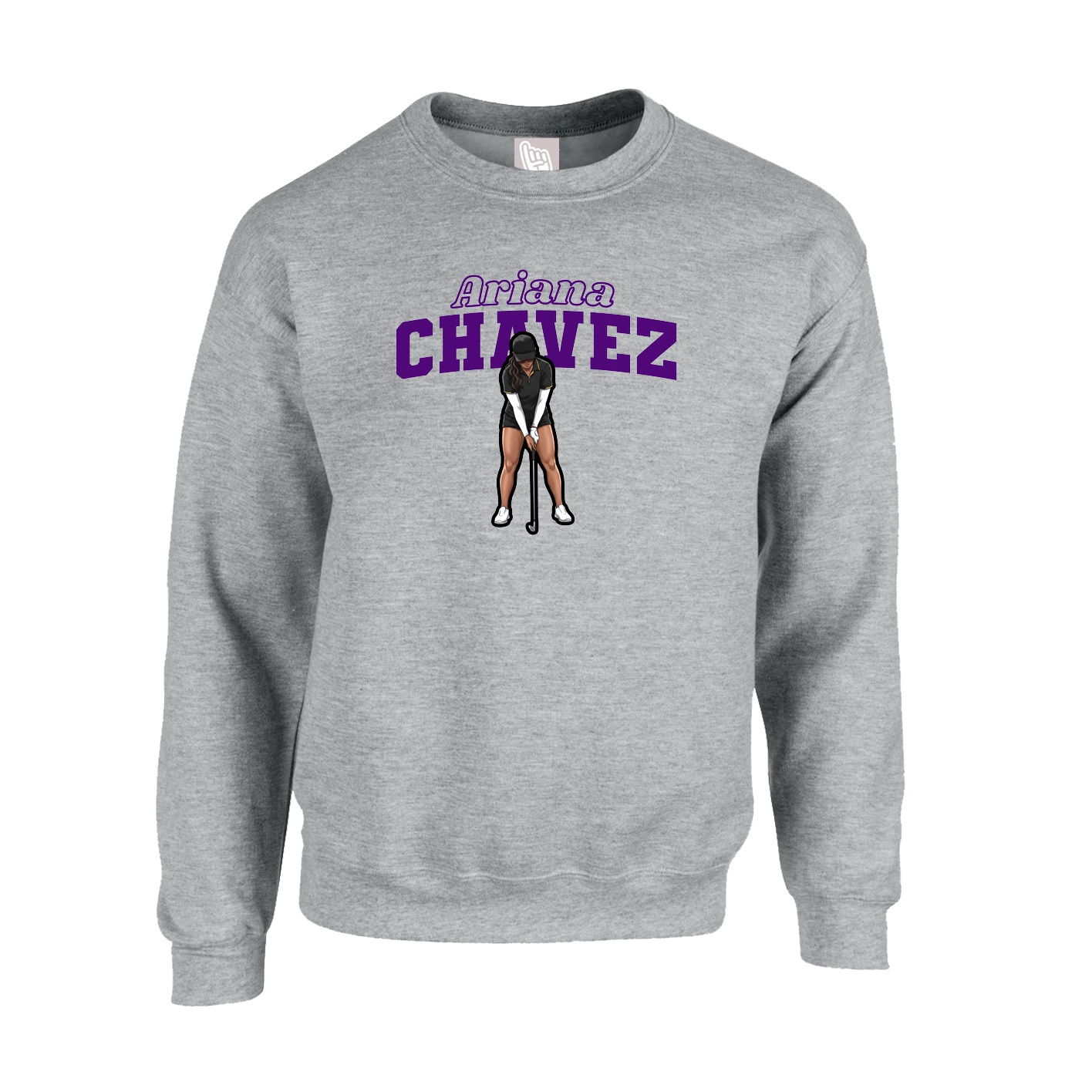 Fleece Crew — Name Arch in Grey