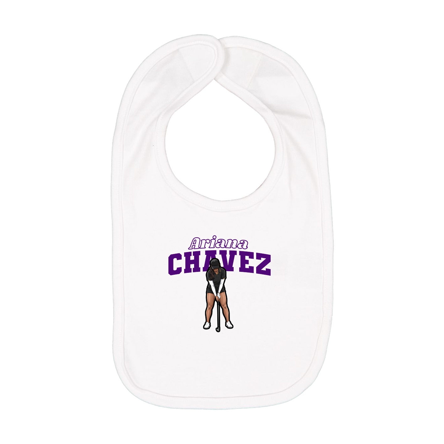 Infant Bib — Name Arch in White