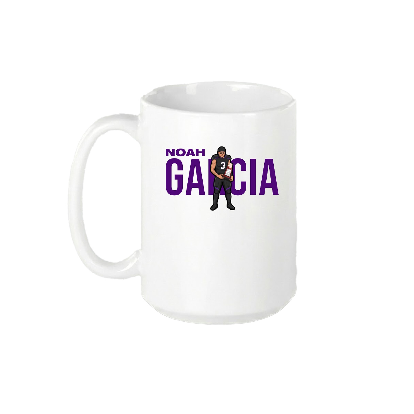 15oz Coffee Mug — Player Name in White