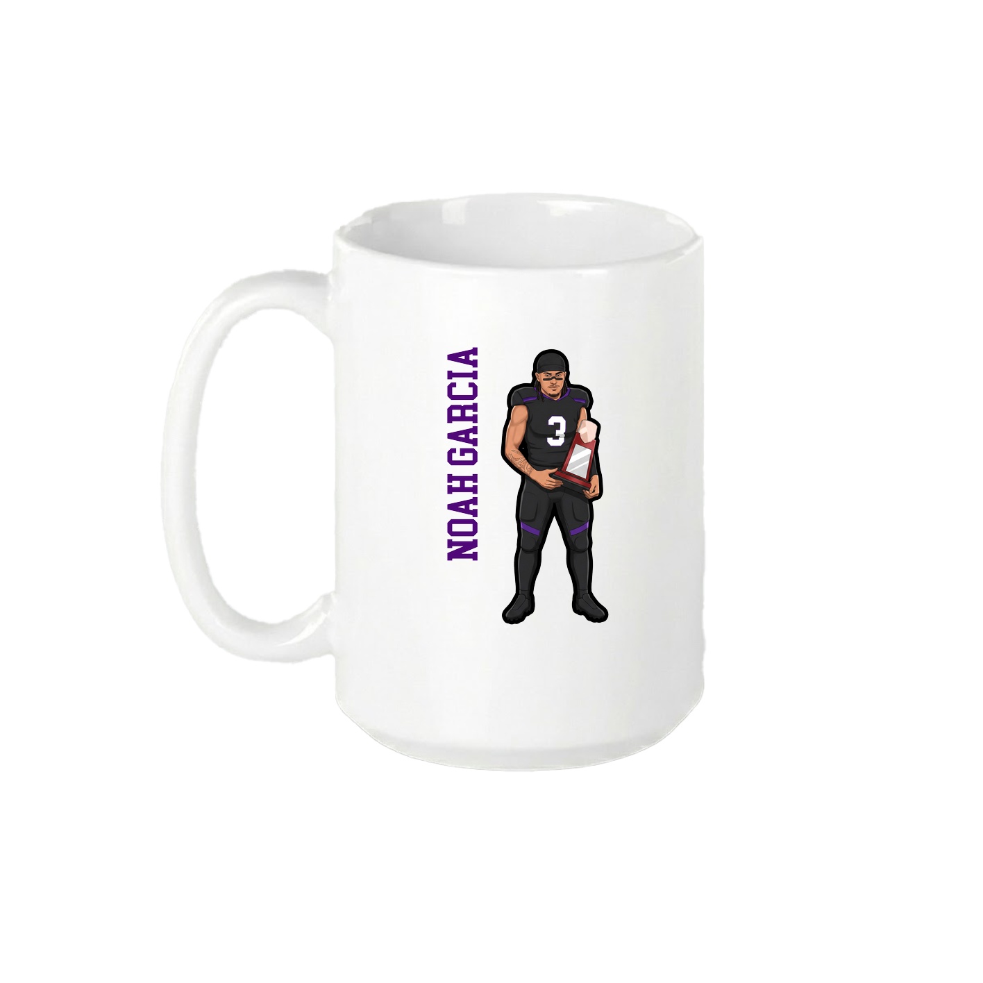 15oz Coffee Mug — Name Vertical in White