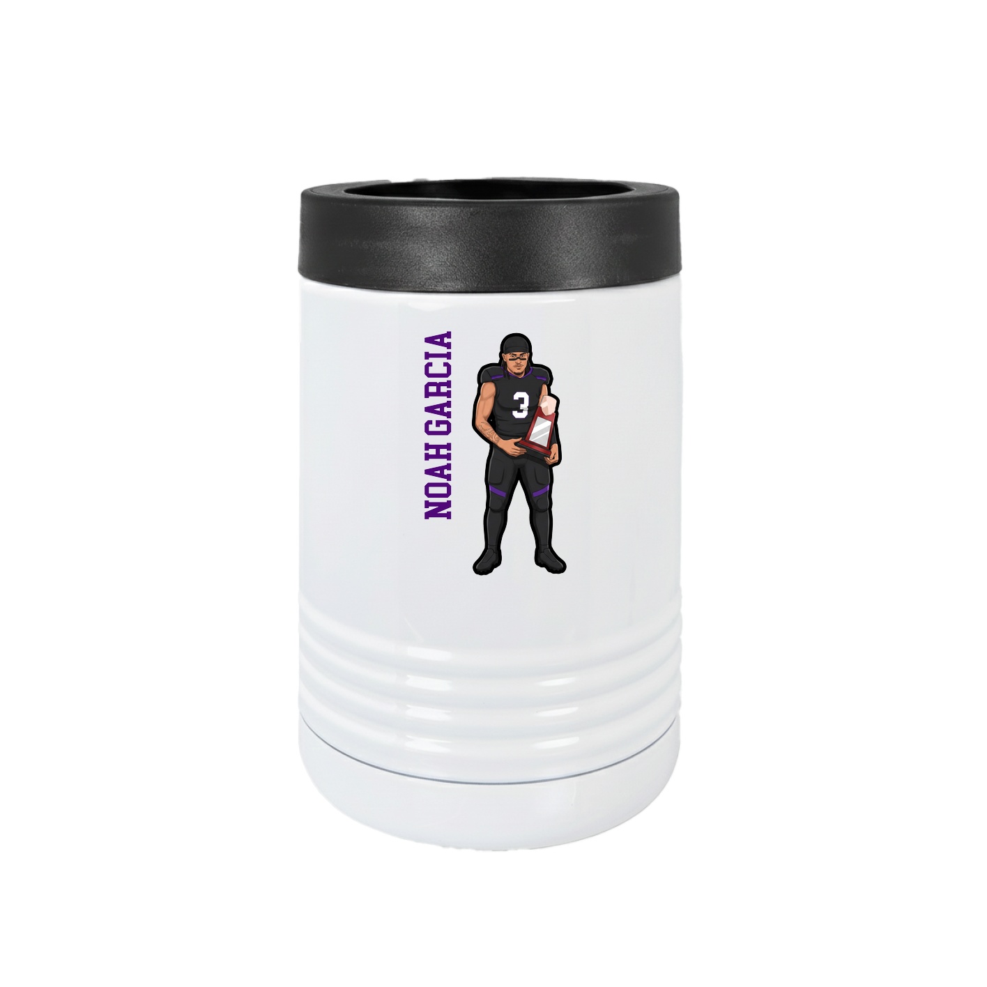 Beverage Holder — Name Vertical in White