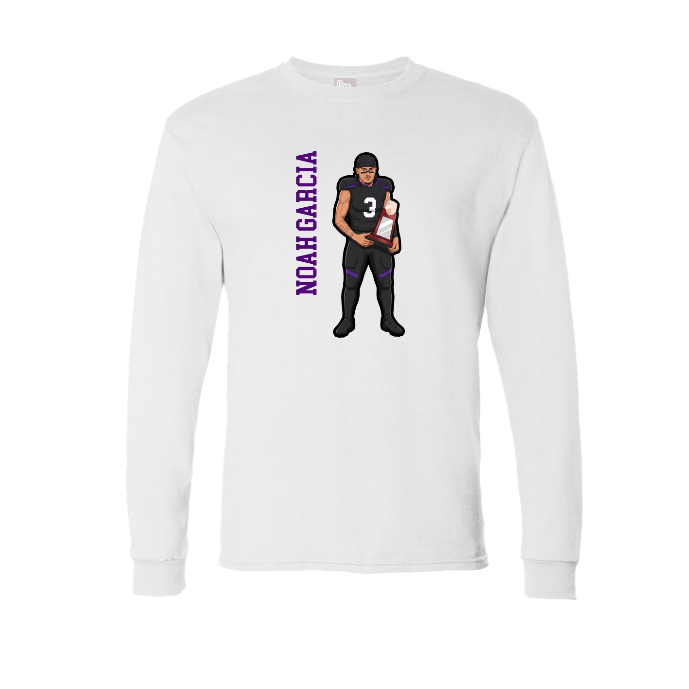 Long Sleeve Tee — Name Vertical in White