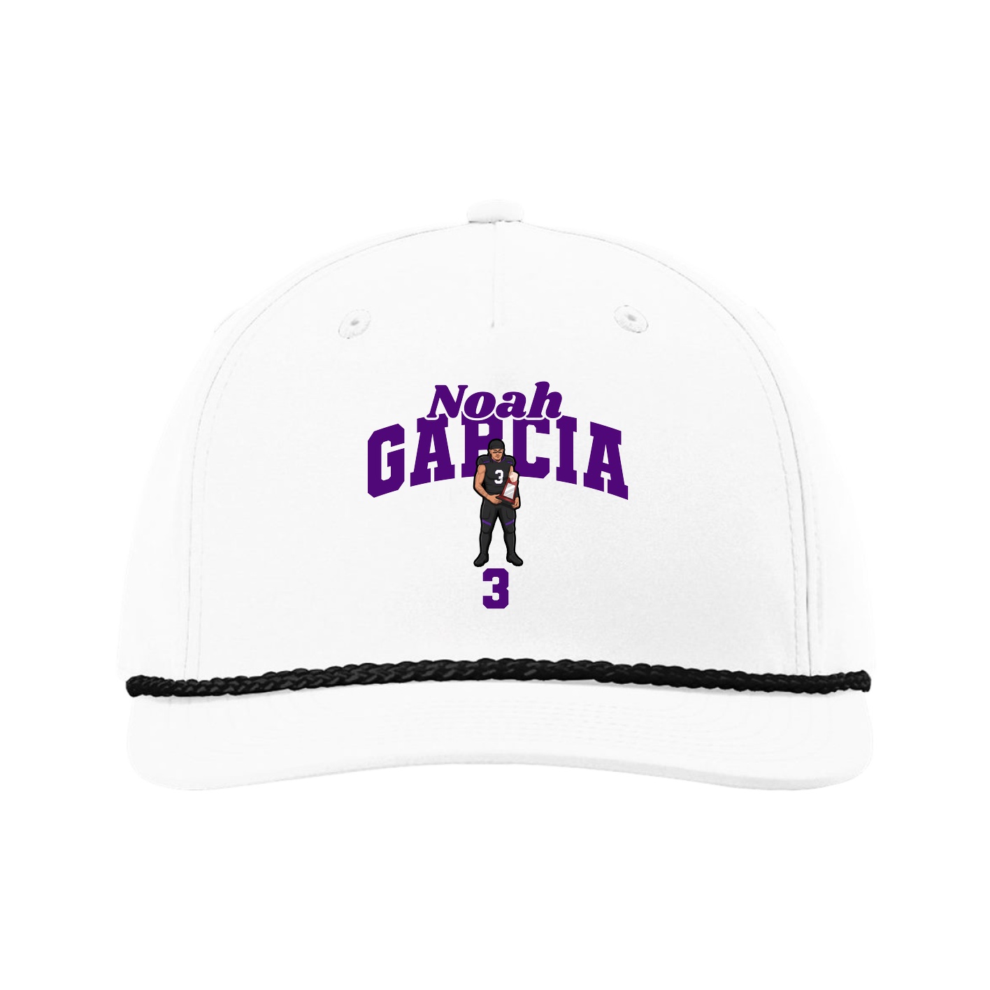 Five-Panel Classic Rope Cap — Signature Arch in White