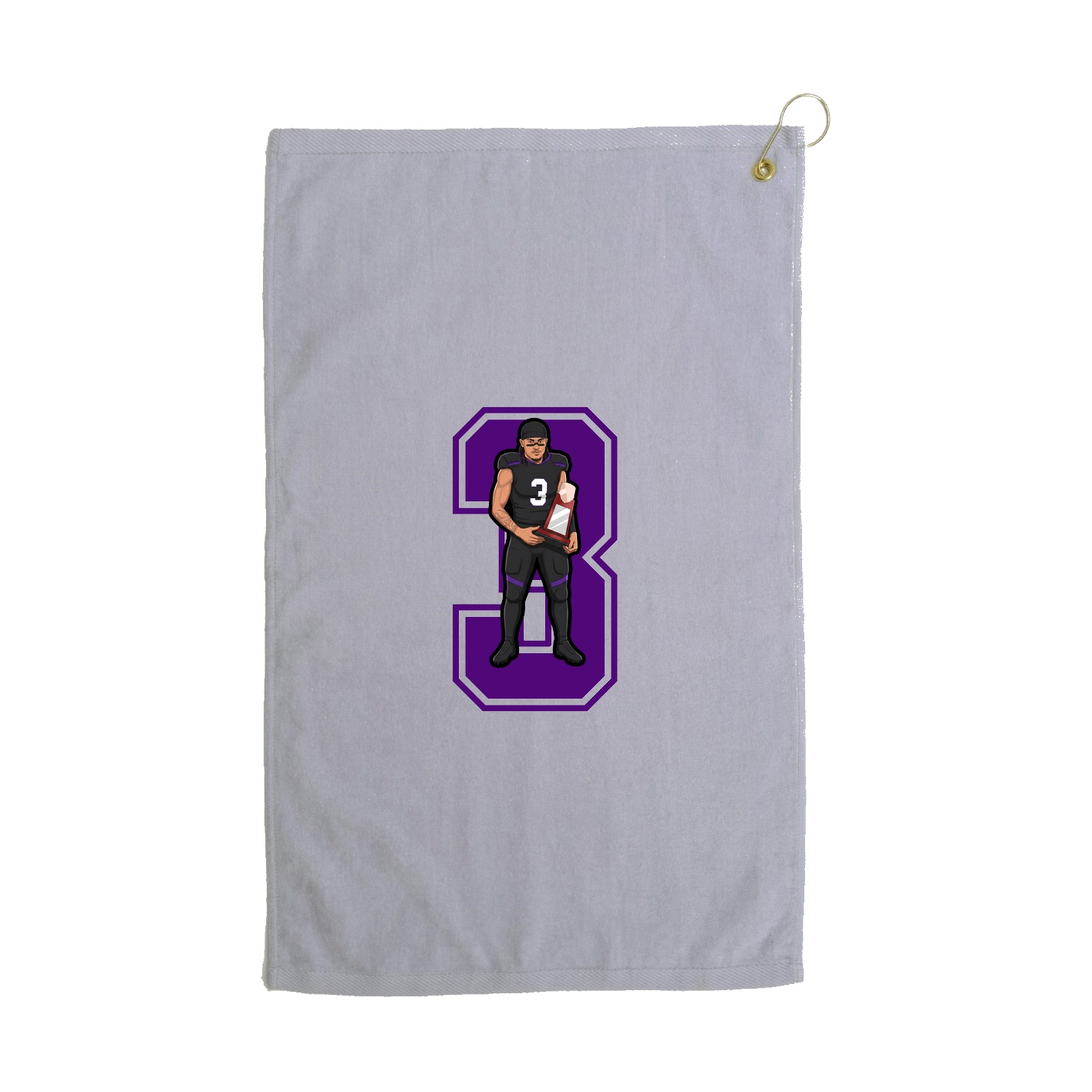 Golf Towel — Number in Grey