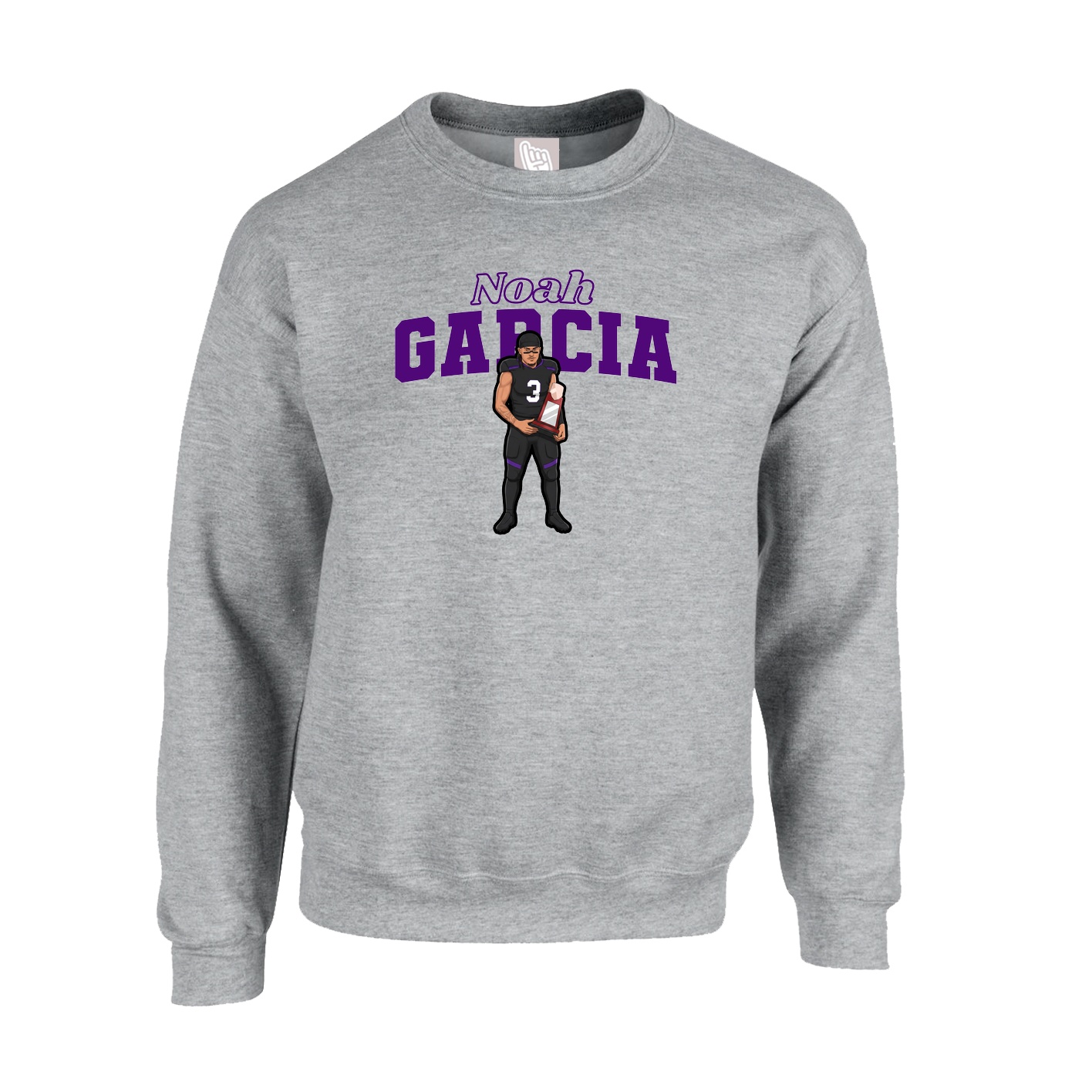 Fleece Crew — Name Arch in Grey