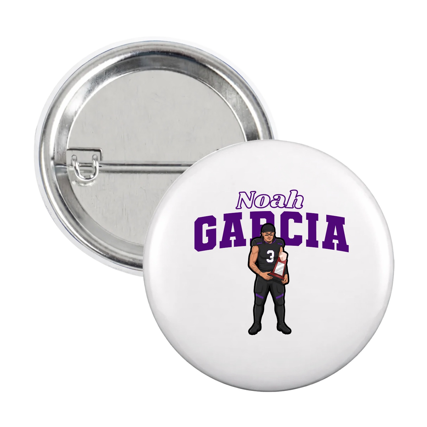 Game Day Button — Name Arch in White