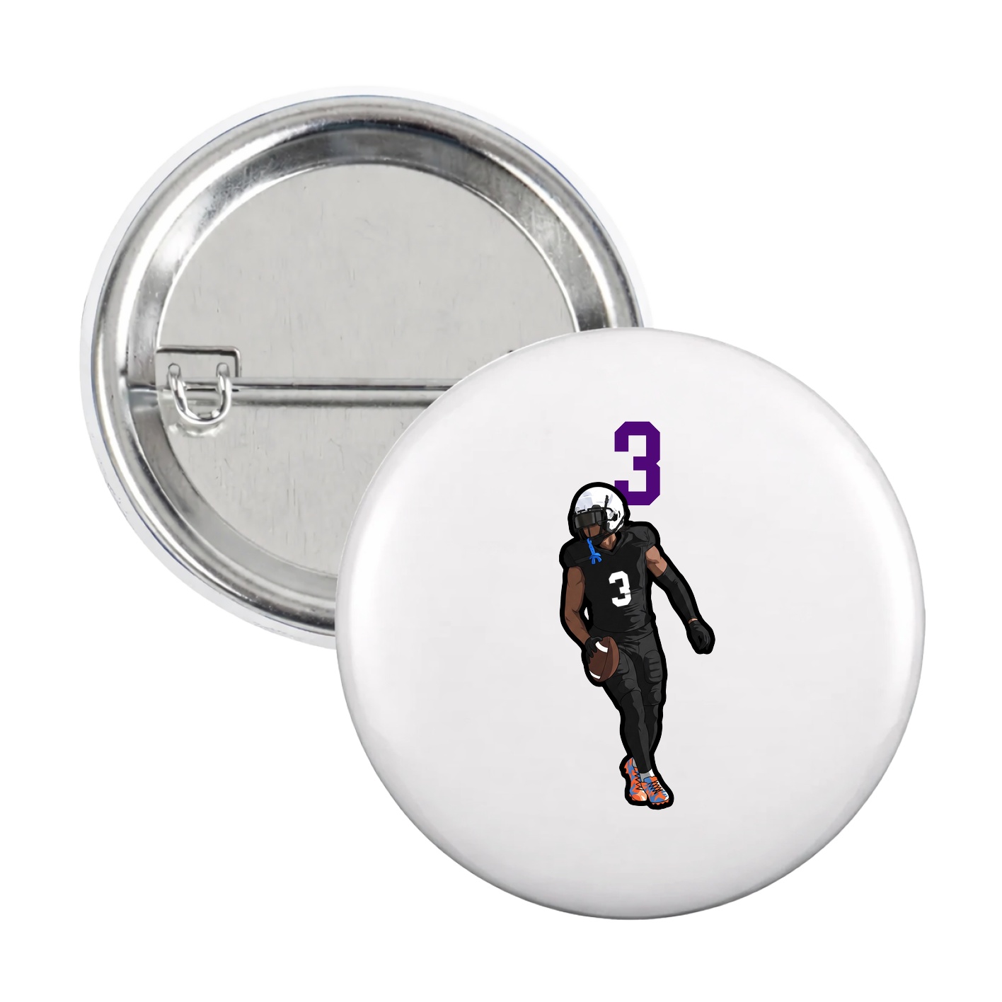 Game Day Button — Number Top in White
