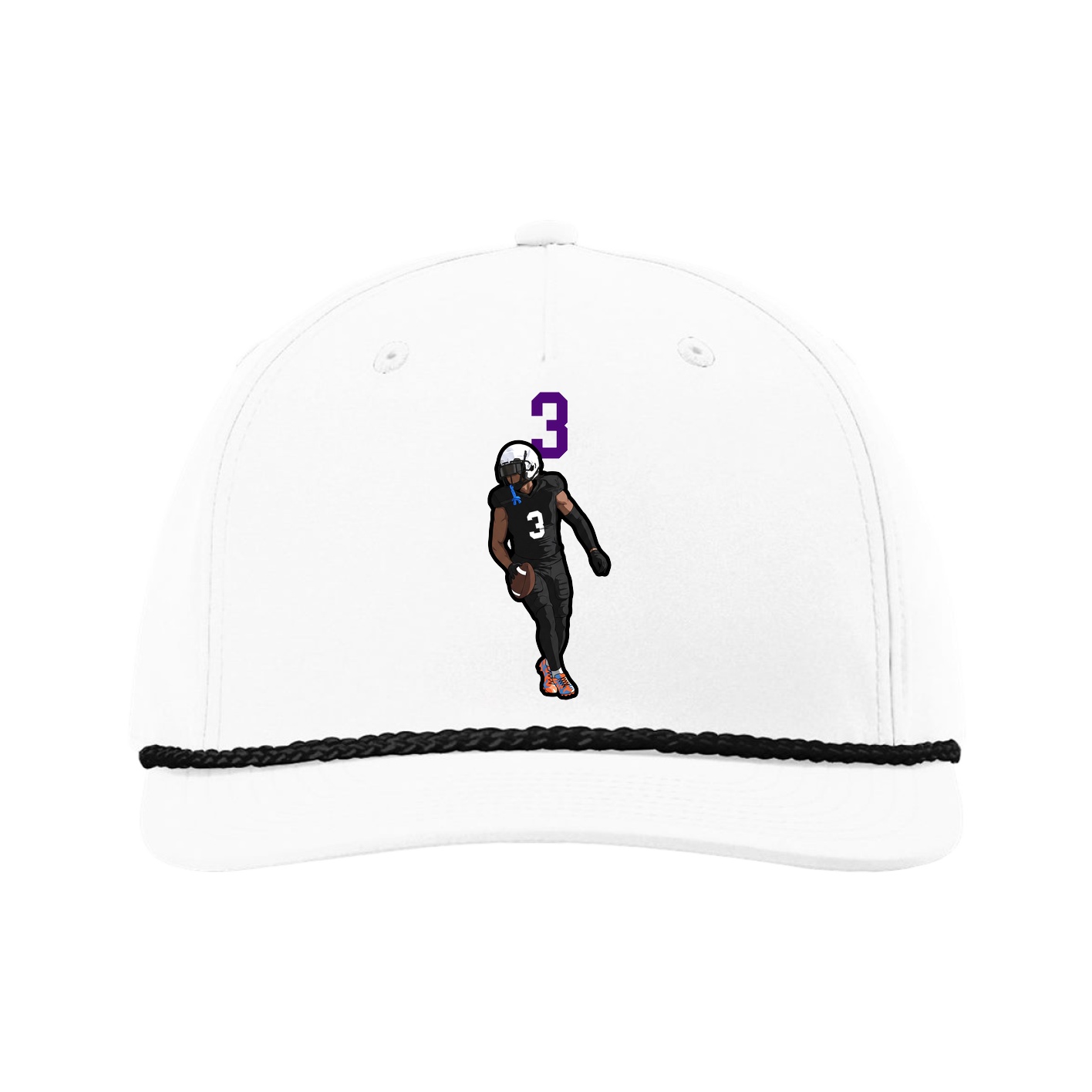Five-Panel Classic Rope Cap — Number Top in White