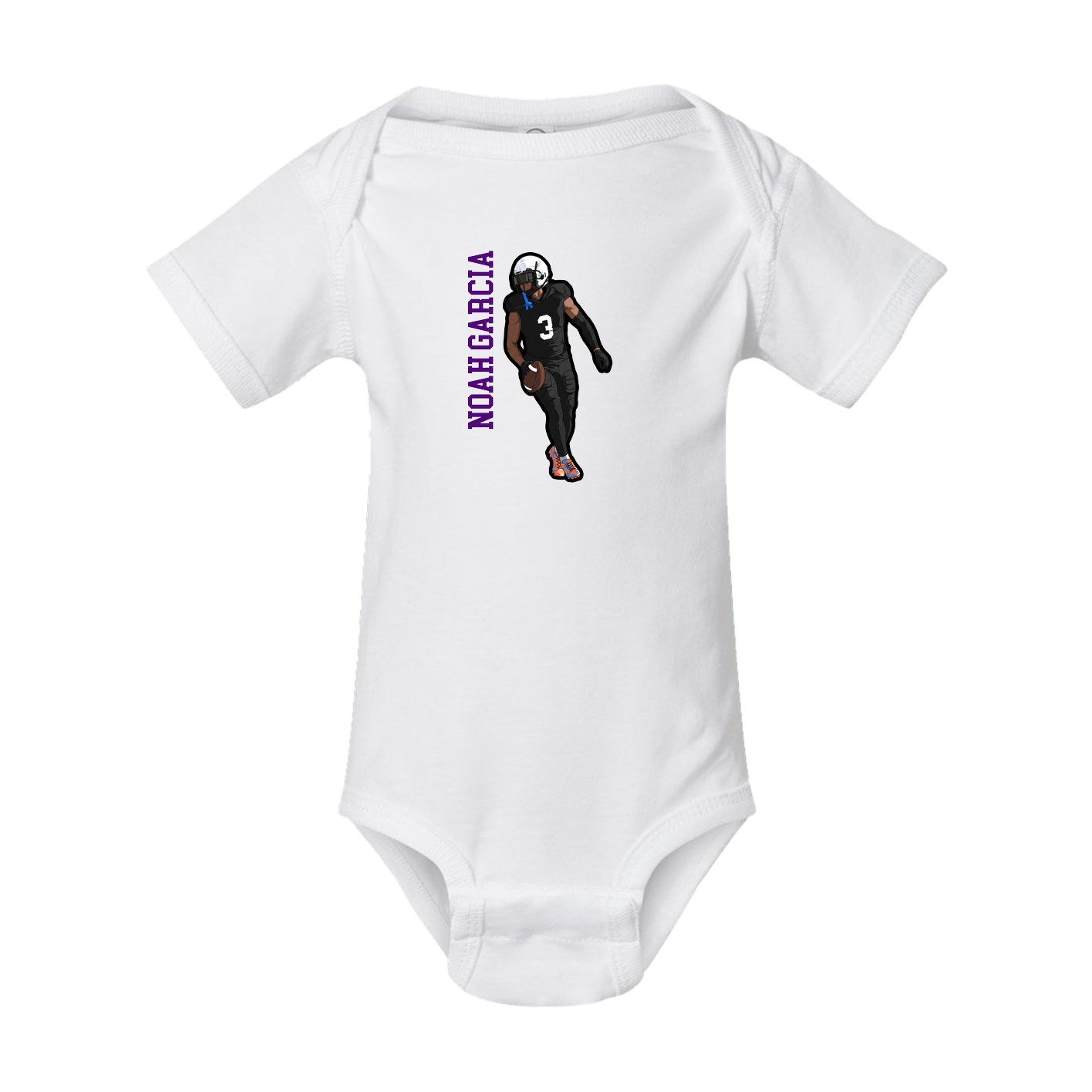 Baby Onesie — Name Vertical in White