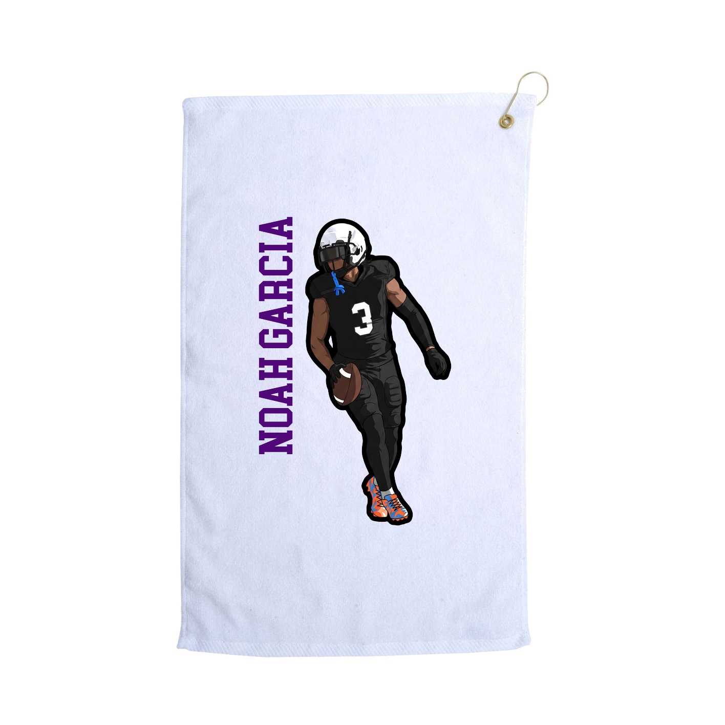 Golf Towel — Name Vertical in White