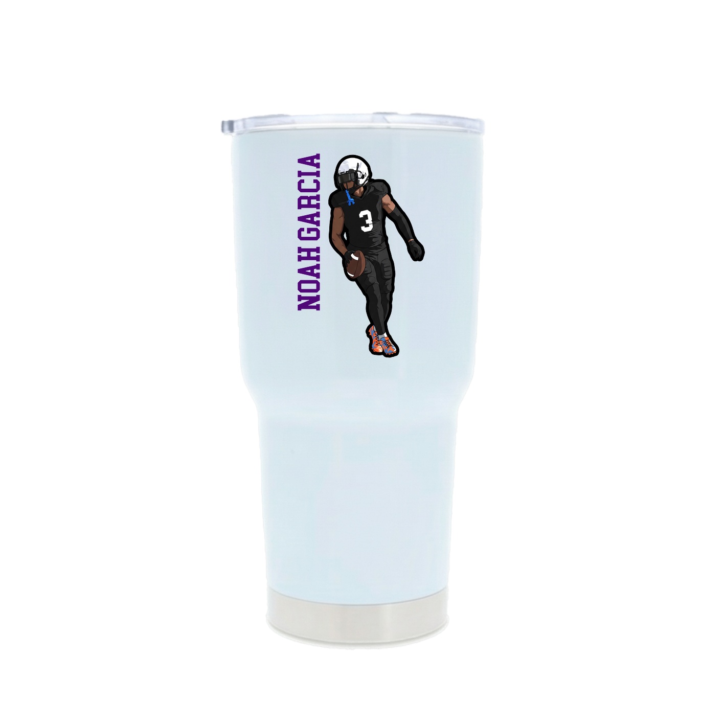30oz Stainless Steel Tumbler — Name Vertical in White