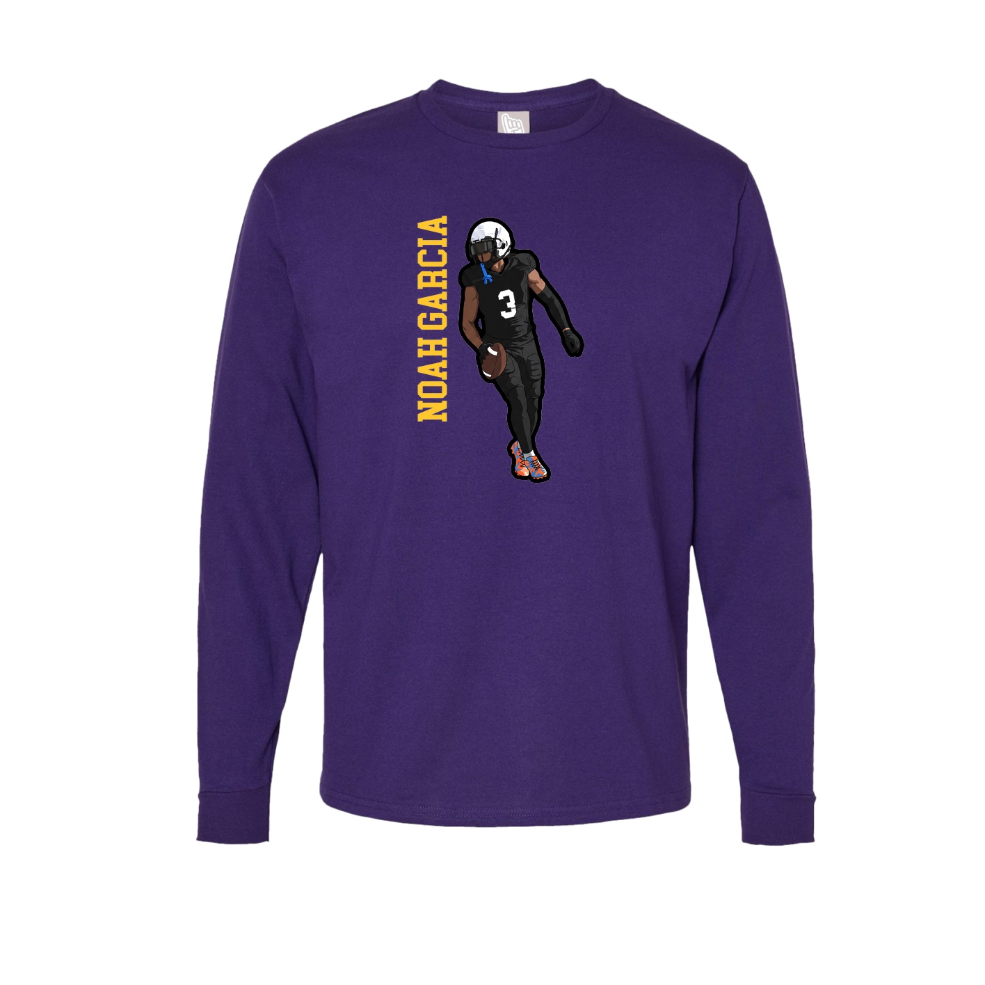 Long Sleeve Tee — Name Vertical in Purple