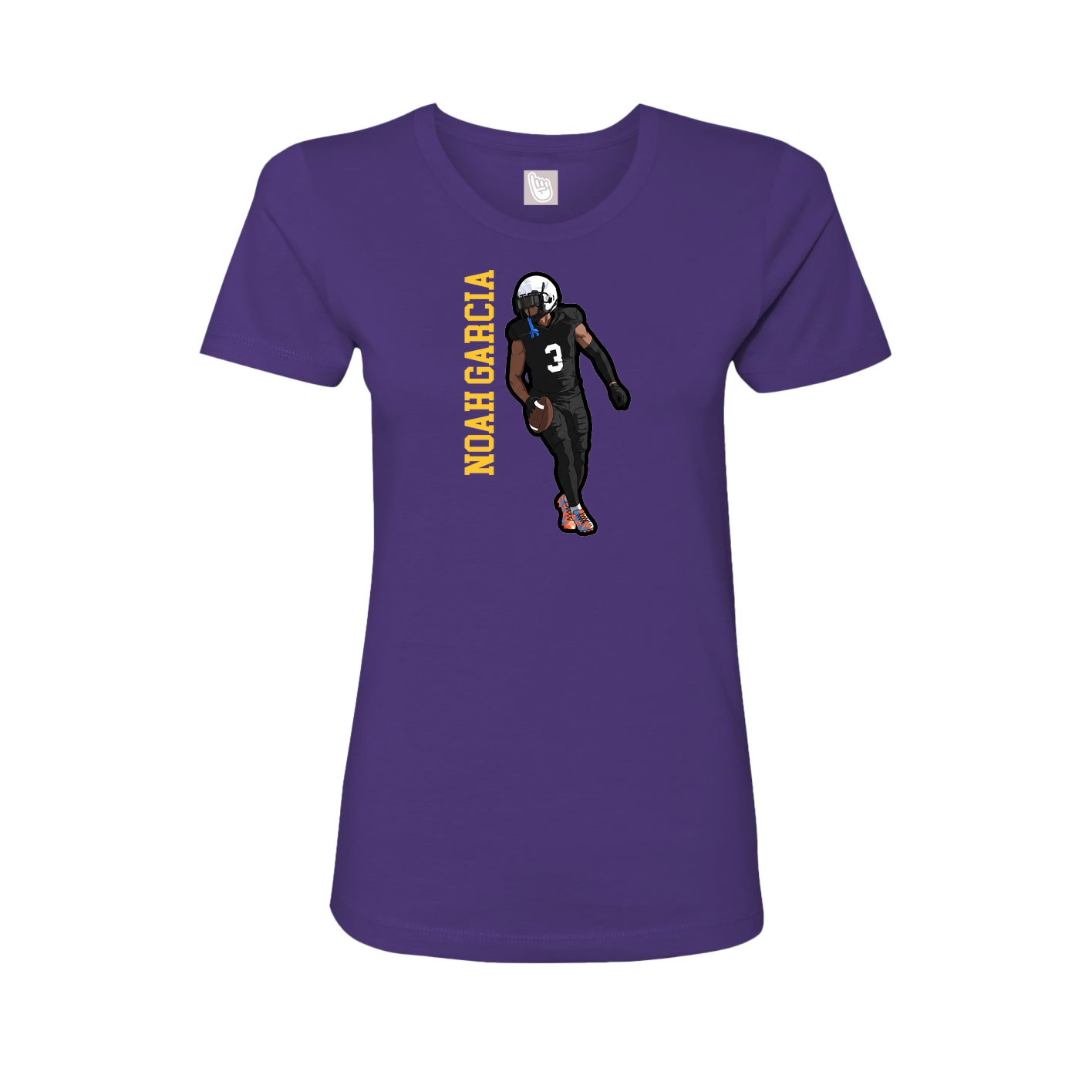 Womens Tee — Name Vertical in Purple