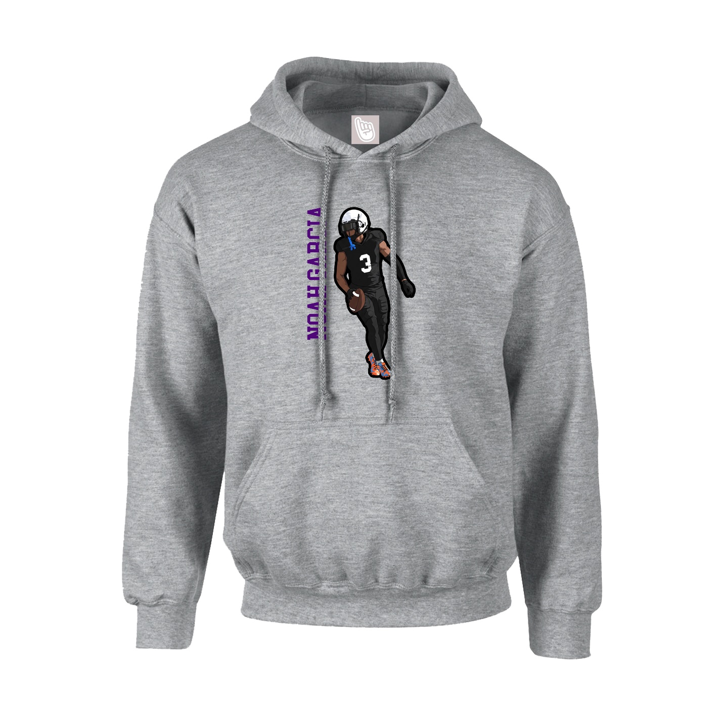Hoodie — Name Vertical in Grey