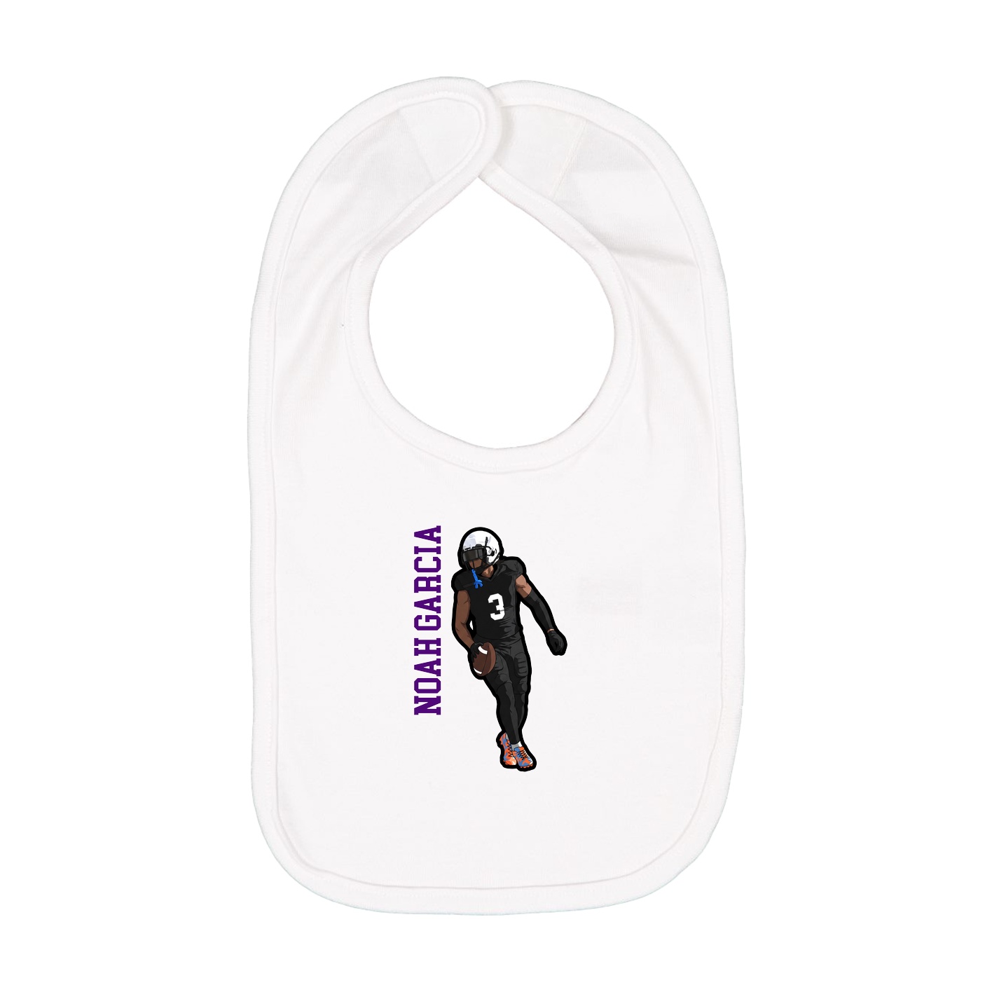 Infant Bib — Name Vertical in White