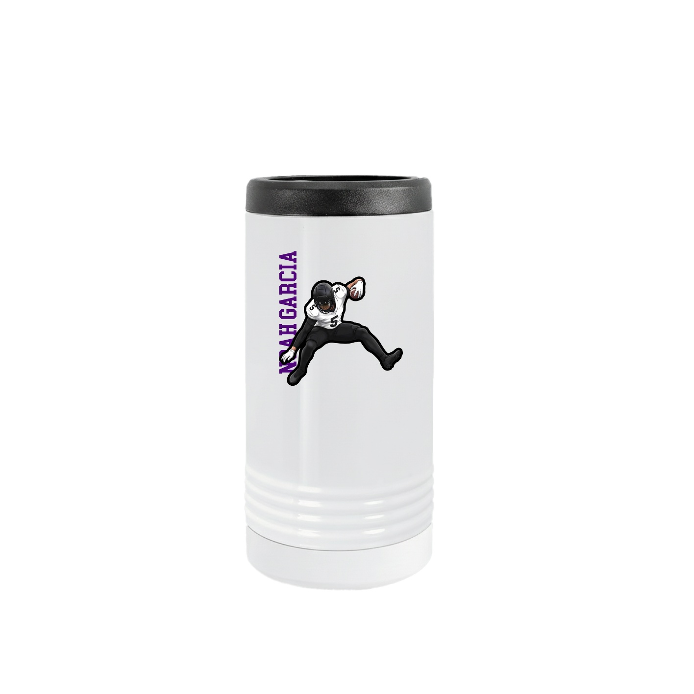 Slim Beverage Holder — Name Vertical in White