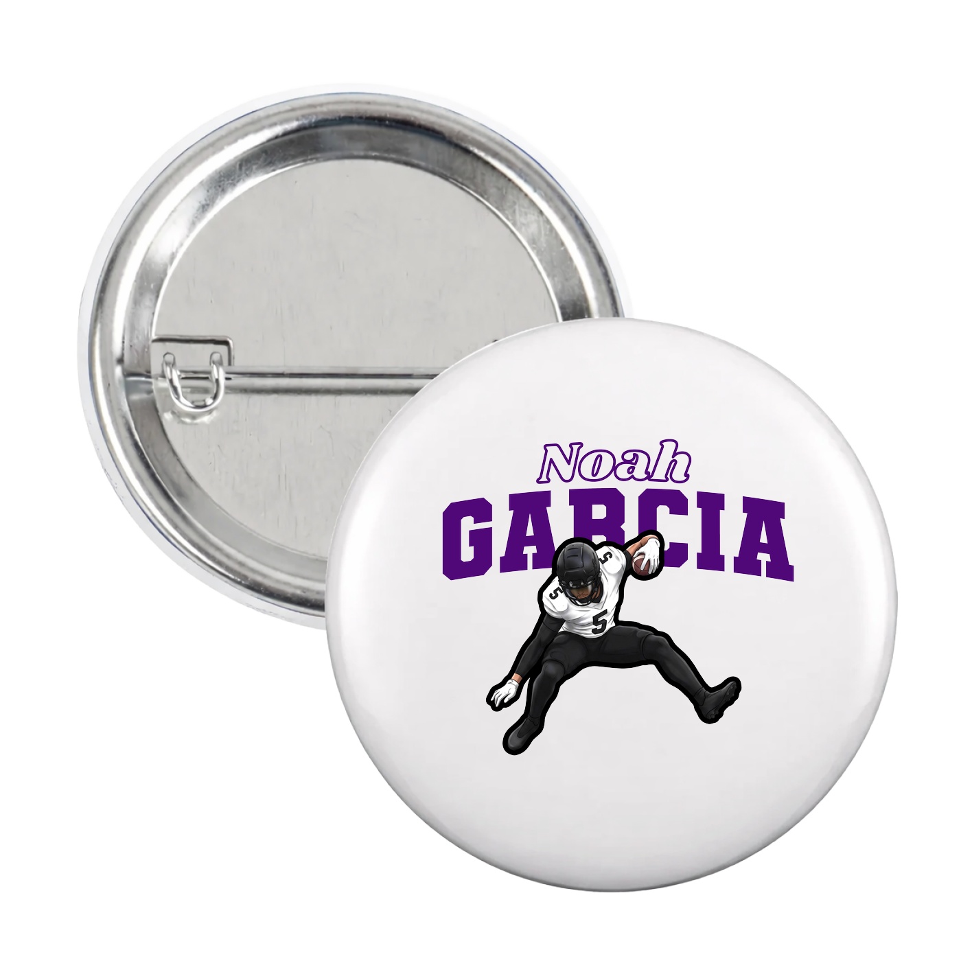Game Day Button — Name Arch in White