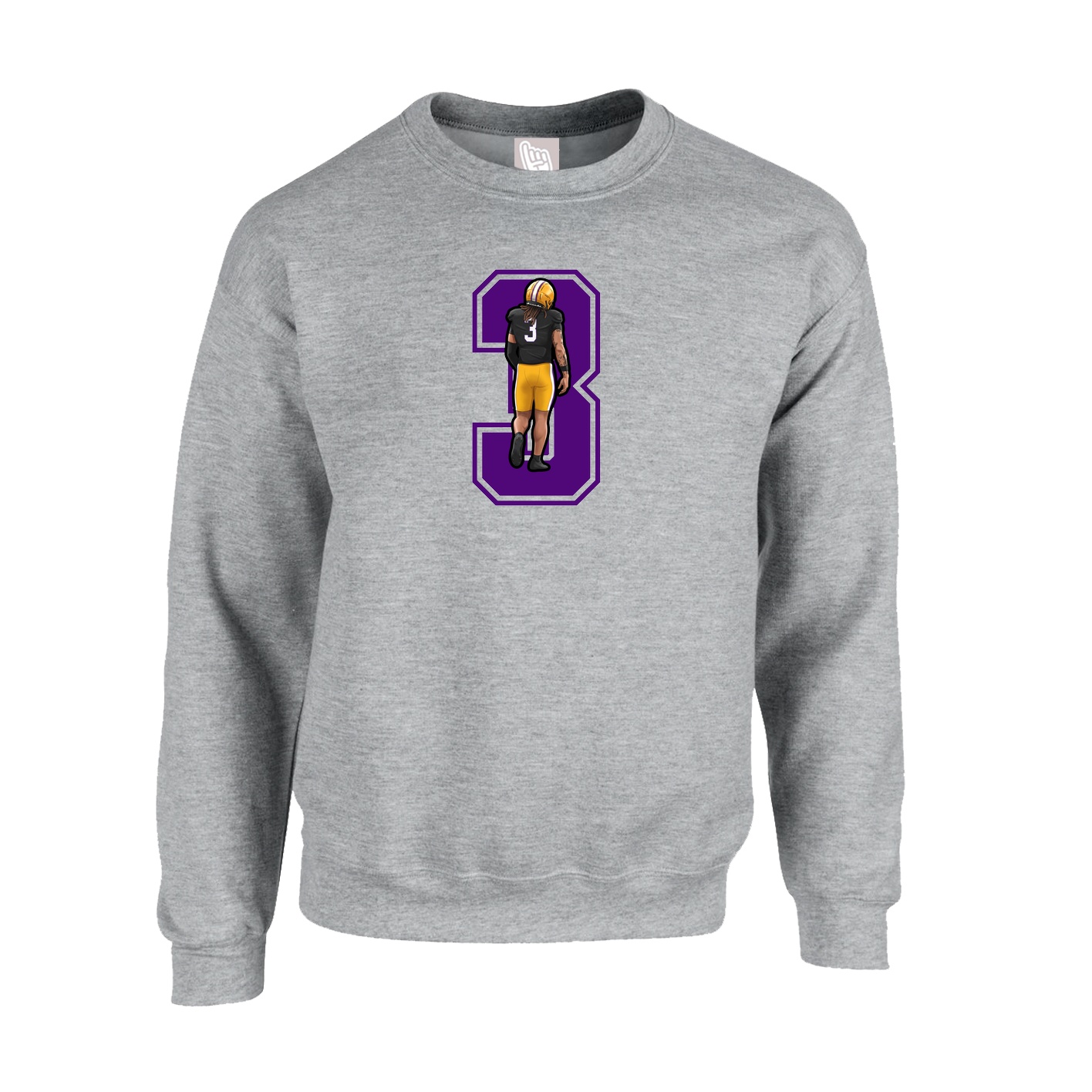 Fleece Crew — Number in Grey