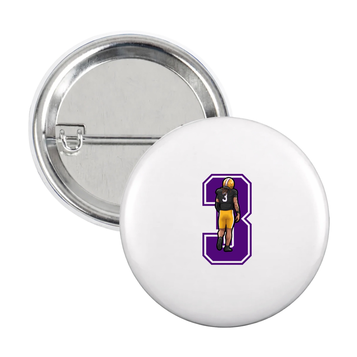 Game Day Button — Number in White
