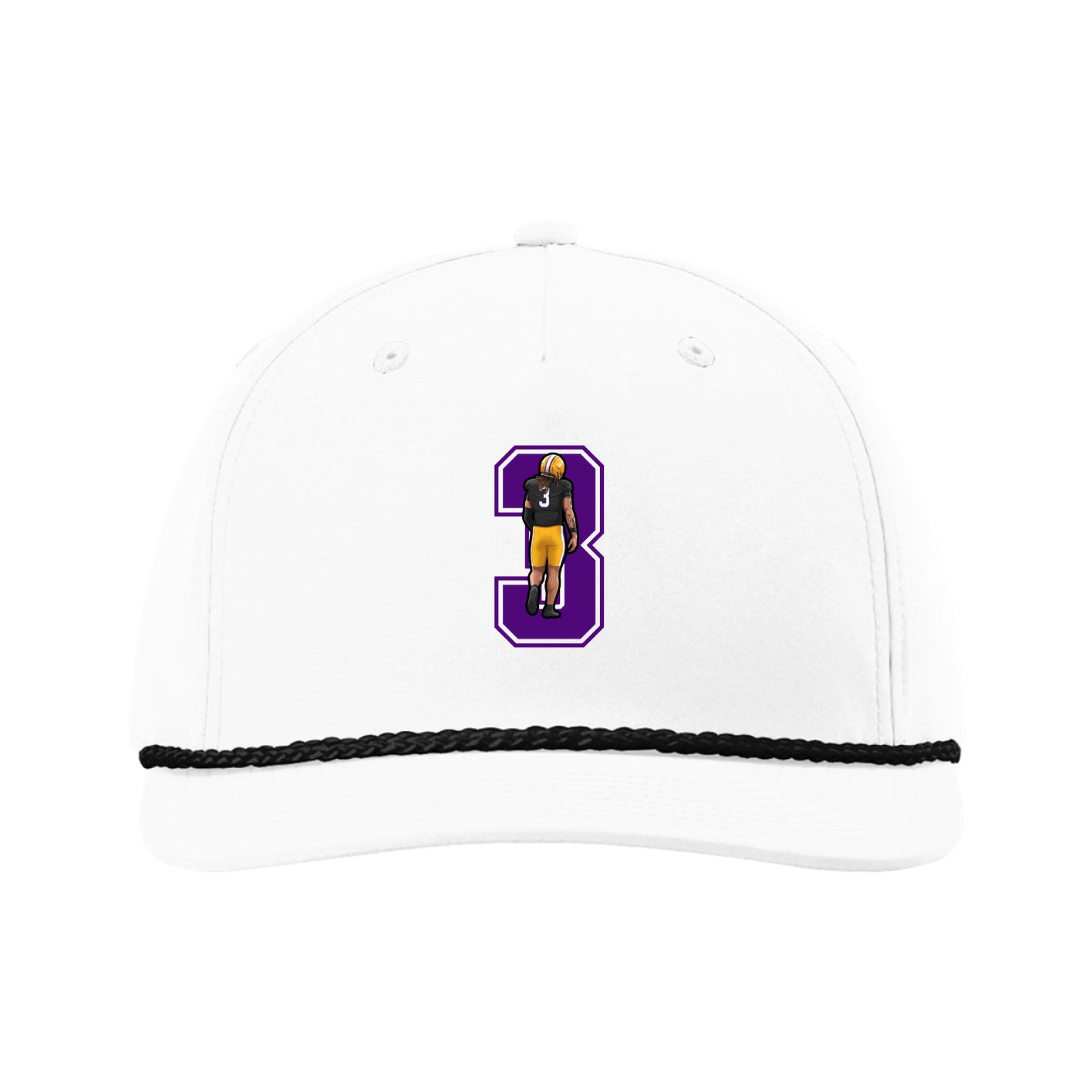 Five-Panel Classic Rope Cap — Number in White
