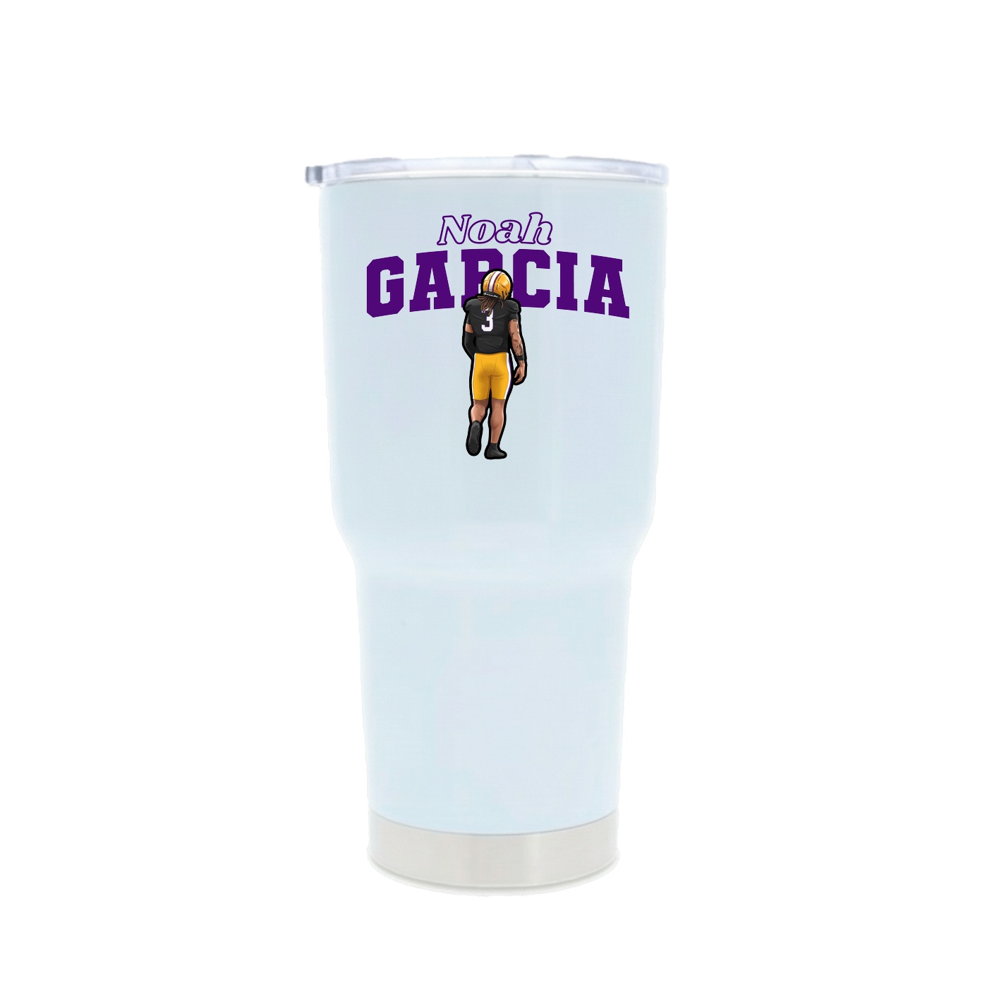 30oz Stainless Steel Tumbler — Name Arch in White